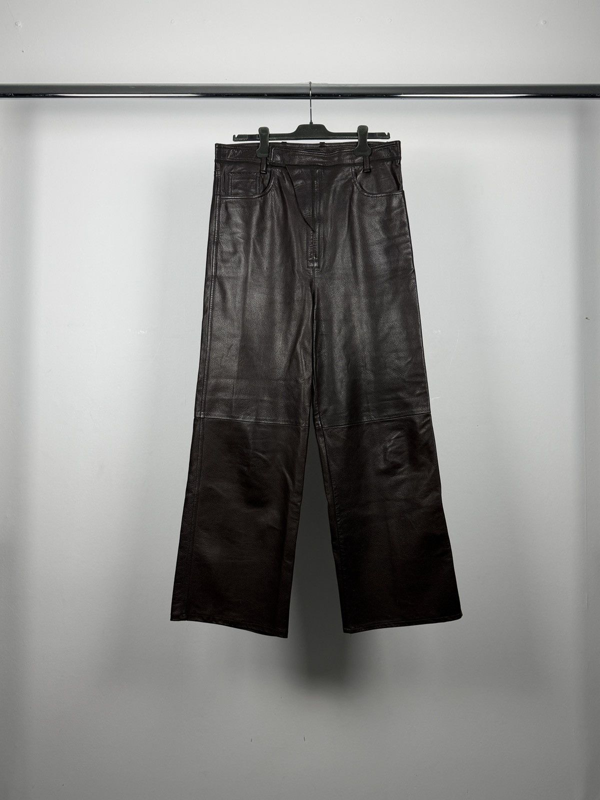 Gucci By Tom Ford Wide Leg Leather Lambskin Pants Trousers