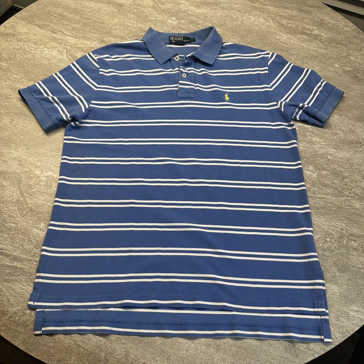 Polo Ralph Lauren × Vintage Vintage Polo Ralph Lauren Polo Shirt Mens XL Blue Striped Size US XL / EU 56 / 4 - 1 Thumbnail