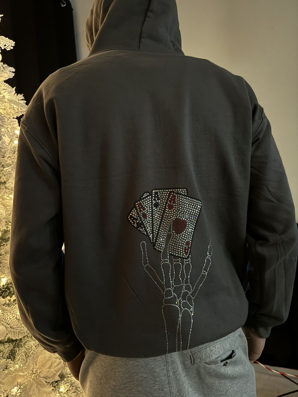 Vintage Rhinestones Poker Cards Cross Vintage Hoodie Size US L / EU 52-54 / 3 - 3 Thumbnail