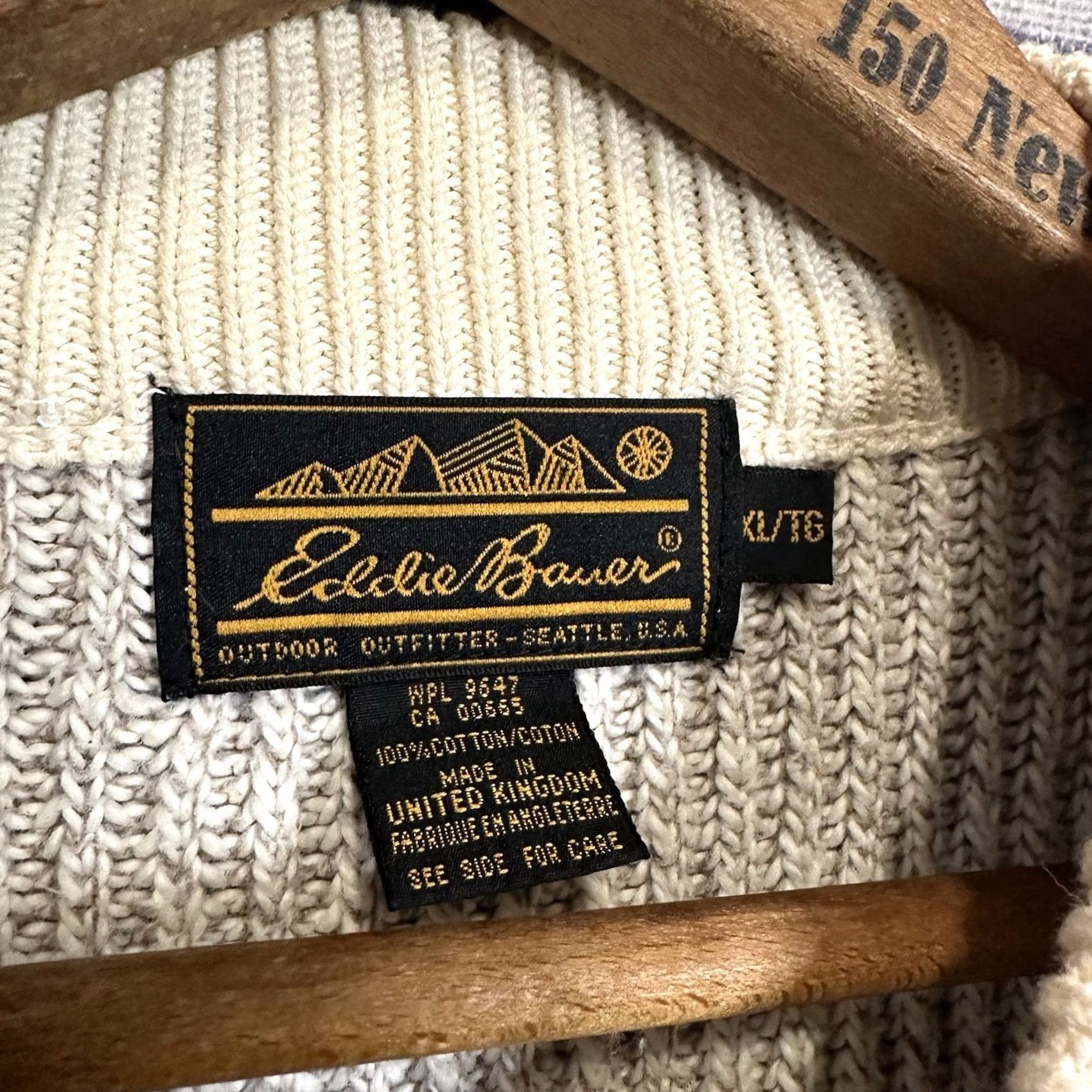 Eddie Bauer VINTAGE Eddie Bauer Sweater Crew Neck Knit Mens XL Beige Purple 80s 90s Outdoor Heavyweight Pullover Size US XL / EU 56 / 4 - 4 Thumbnail