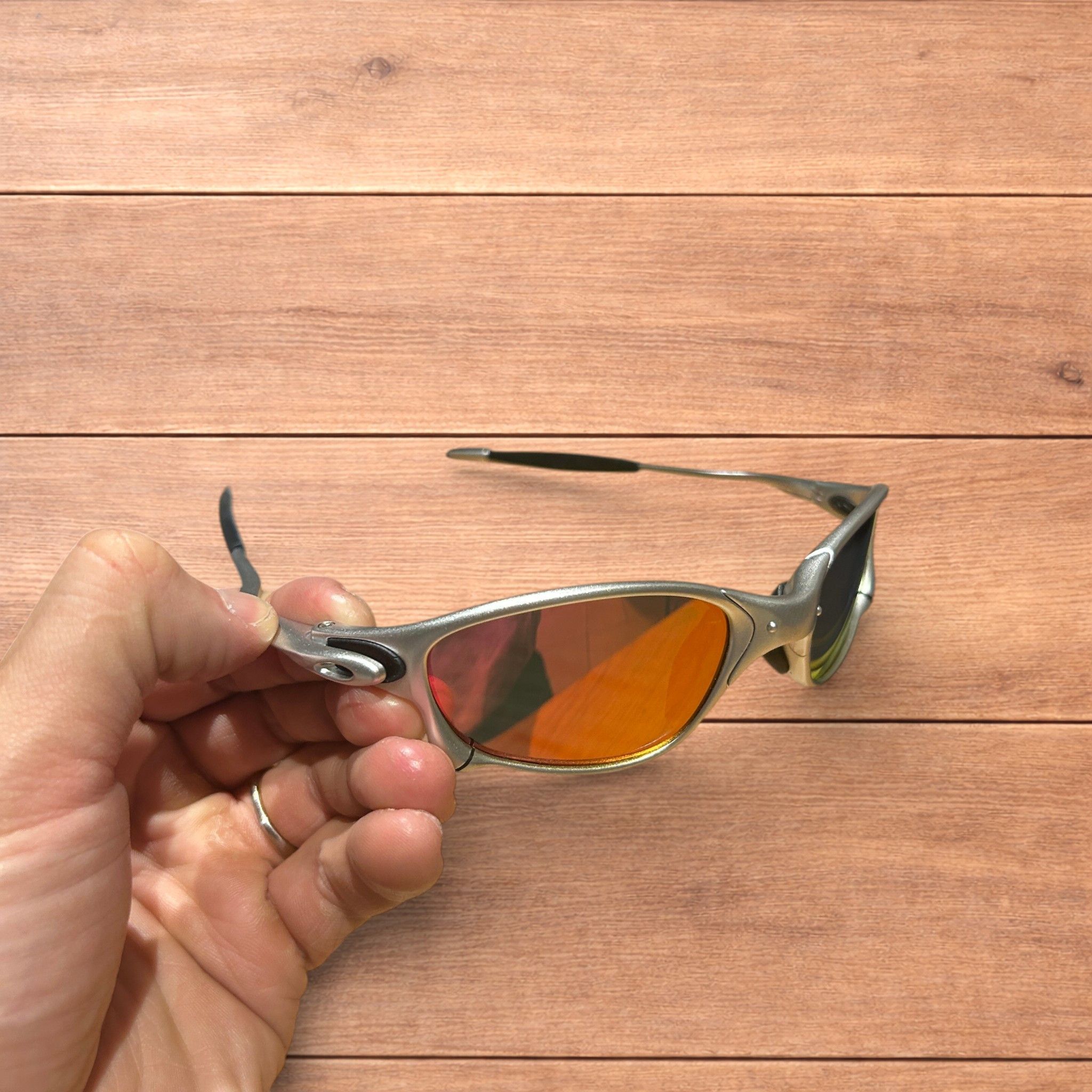 Japanese Brand Insane metal frame sunglasses in silver with orange lens. Size ONE SIZE - 1 Thumbnail
