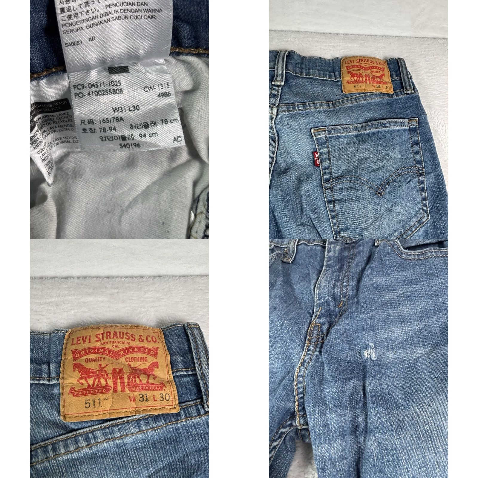 Levi's VINTAGE Levi's 511 Jeans Men's Slim Straight Leg 31x30 Medium Wash Denim Blue Size US 31 - 8 Thumbnail