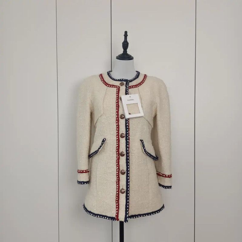 Chanel Winter Wool Blend Coat in Cream 0089