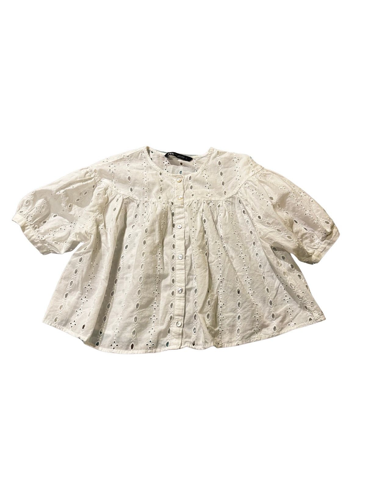 Zara Women’s white short sleeve Blouse.wt1902 Size S / US 4 / IT 40 - 10 Thumbnail
