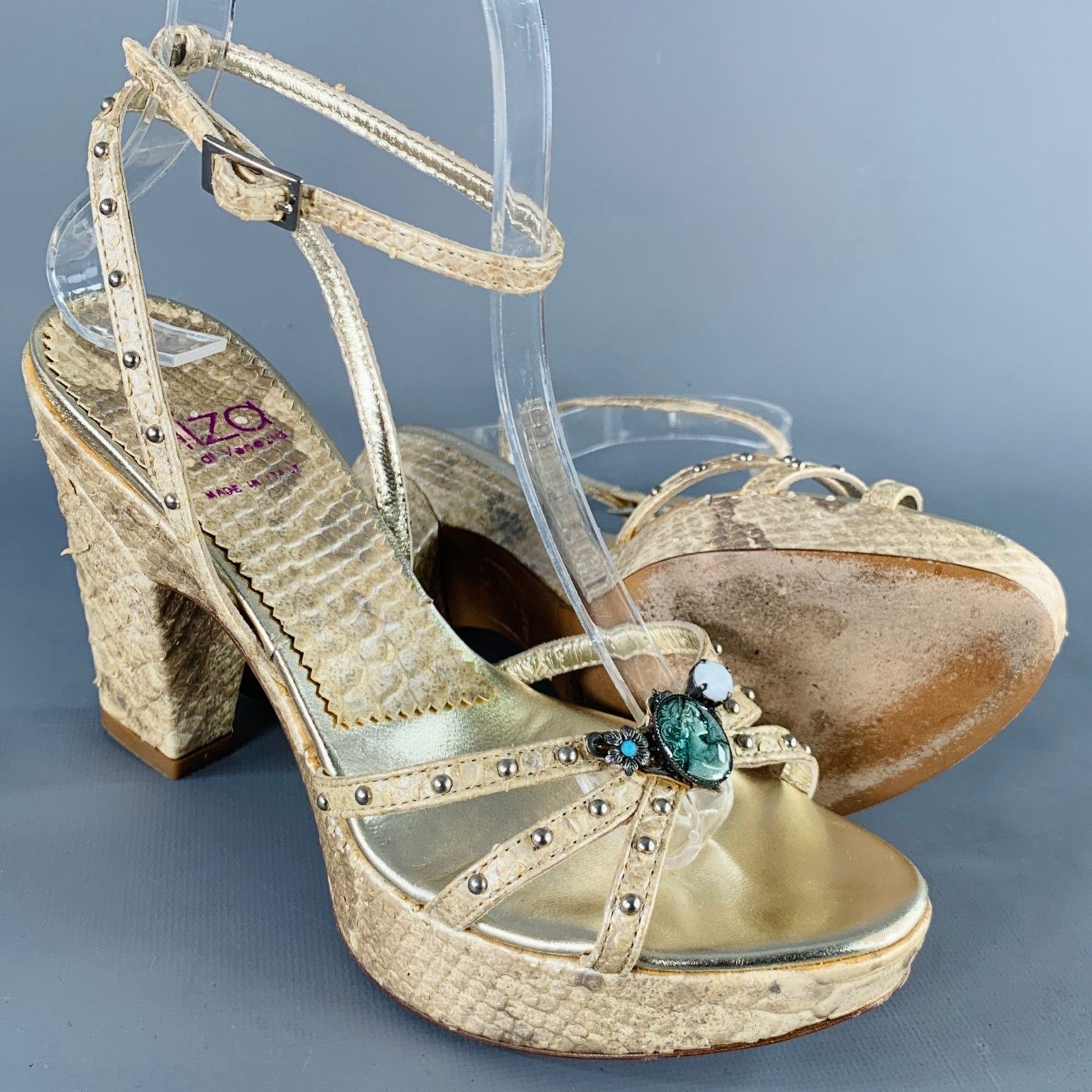 Other ELIZA Size 6 Beige Leather Embellishment Platform Sandals Size US 6 / IT 36 - 5 Thumbnail