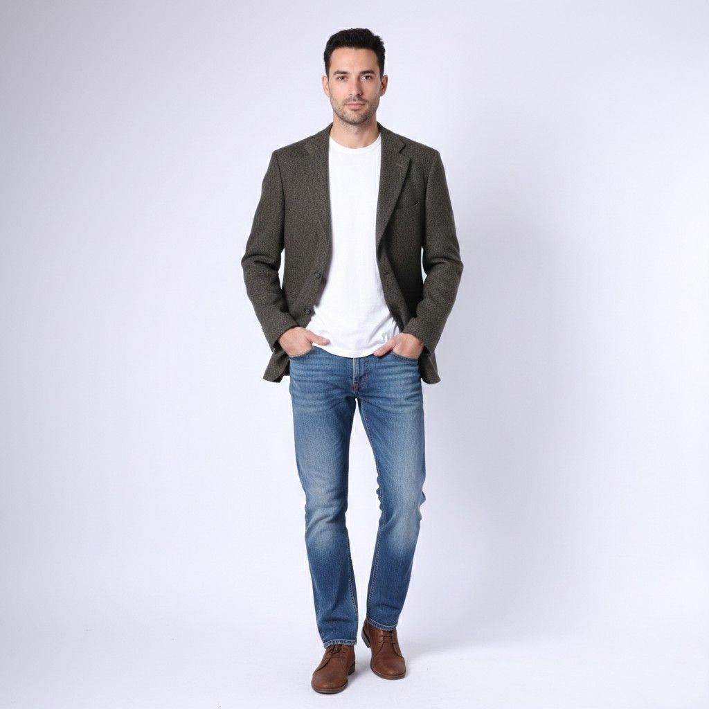 Gant GANT U.S.A. Men 50 40 Blazer Green Wool Herringbone 1832 Size 40R - 1 Thumbnail