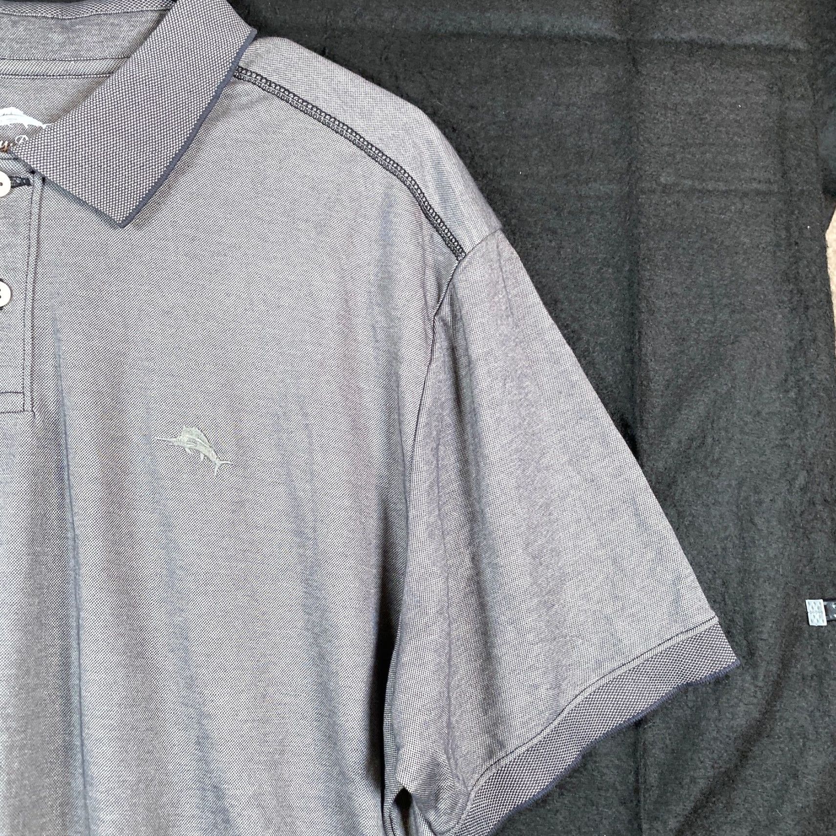 Tommy Bahama Tommy Bahama Men Shirt Gray Collared Polo Short Sleeve Cotton Polyester Blend XL Size US XL / EU 56 / 4 - 5 Thumbnail
