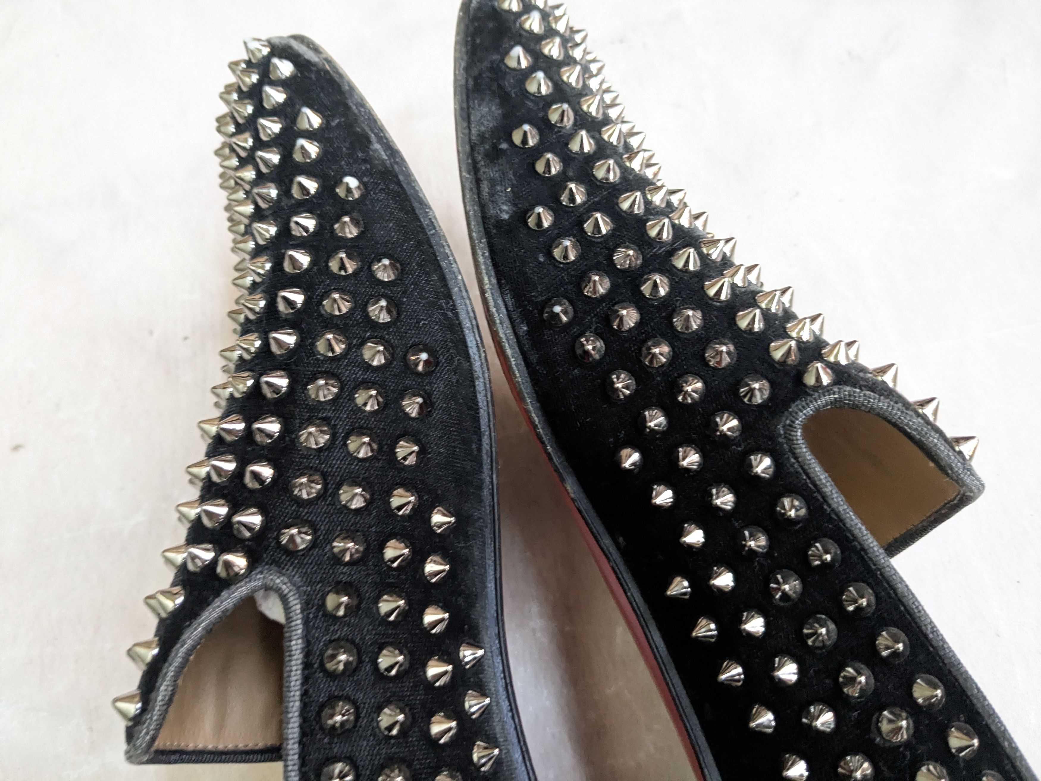 Christian Louboutin Christian Louboutin Spike Loafers Black Velvet 9.5 42.5 Size US 9.5 / EU 42-43 - 10 Thumbnail