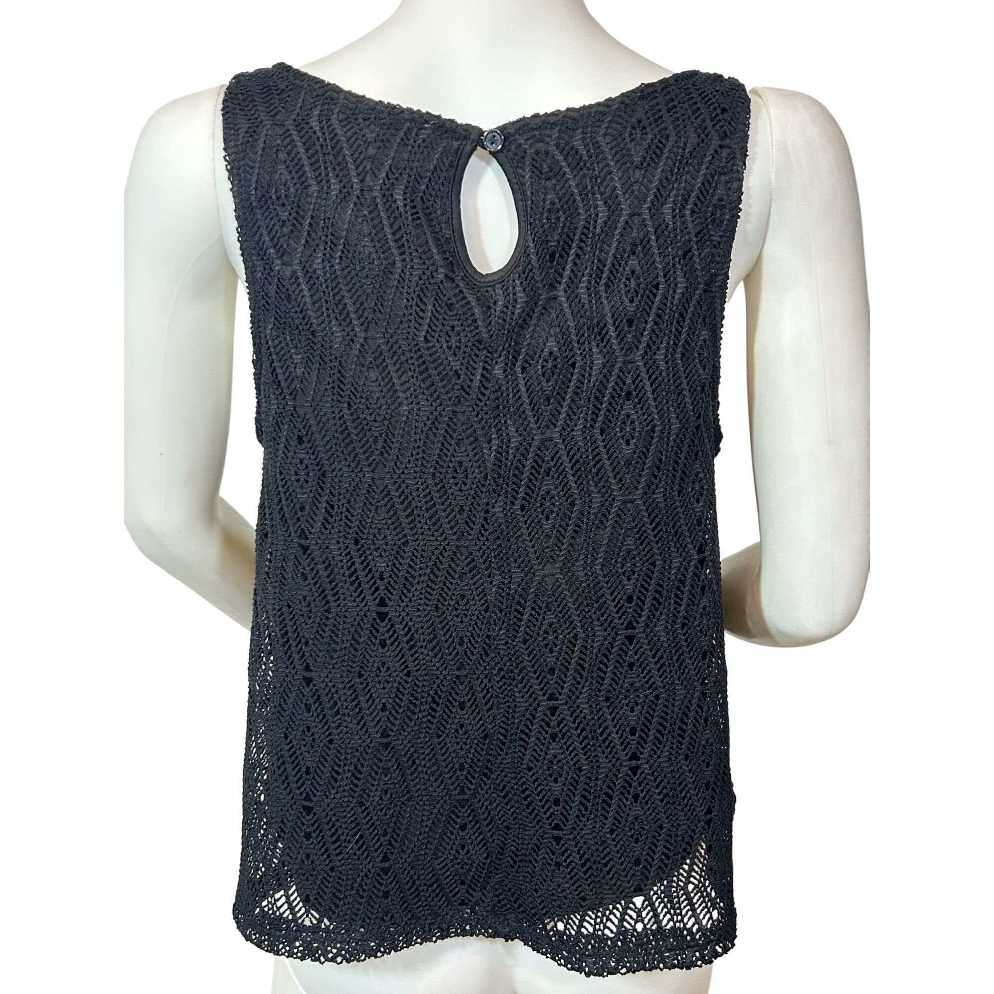 Other Love Blossom Girl Women’s Top L Black Lace Overlay Sleeveles Size L / US 10 / IT 46 - 2 Thumbnail