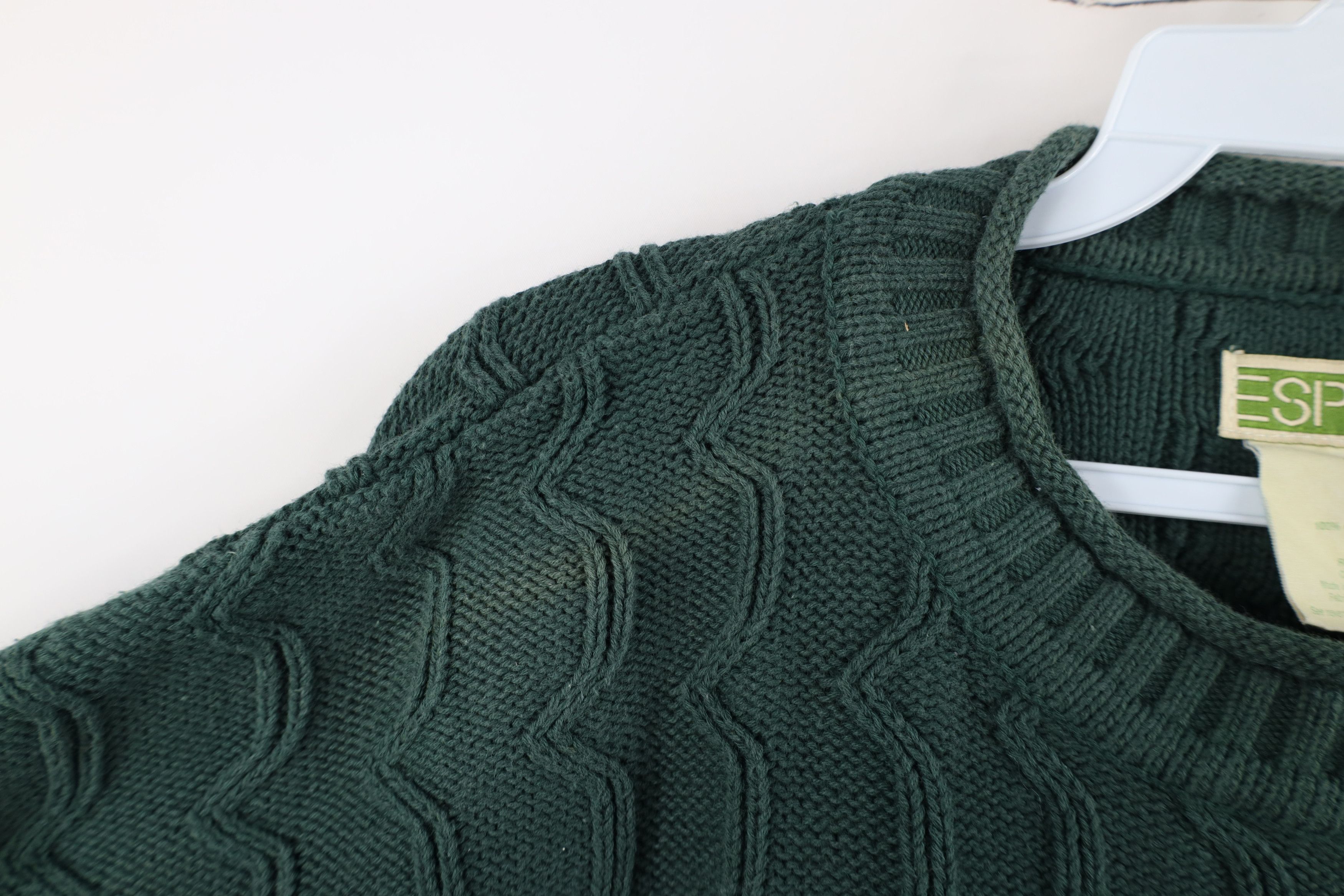 Esprit Vintage 90s Esprit Babydoll Marled Knit Sweater Green Cotton Size L / US 10 / IT 46 - 5 Thumbnail