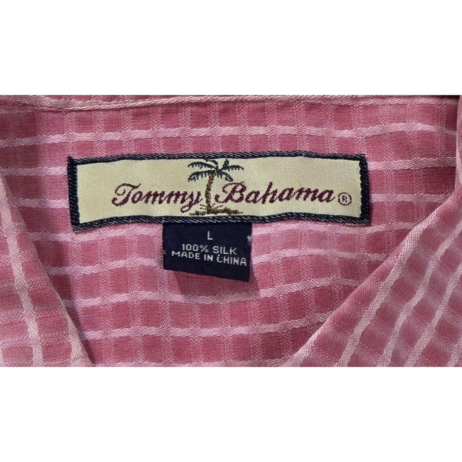 Tommy Bahama Tommy Bahama Silk Camp Shirt Mens L Pink Check Hawaiian Short Sleeve Button Up Size US L / EU 52-54 / 3 - 7 Thumbnail