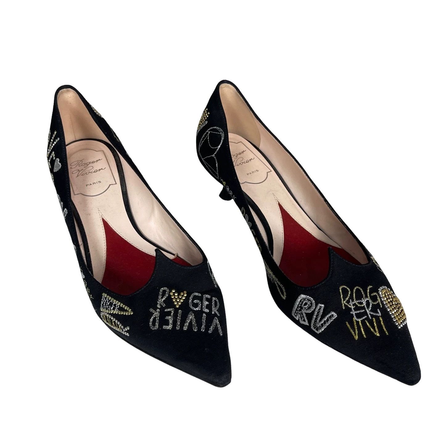 Roger Vivier Roger Vivier Embroidered Kitten Heel Pumps Size 36 Size US 6 / IT 36 - 1 Thumbnail
