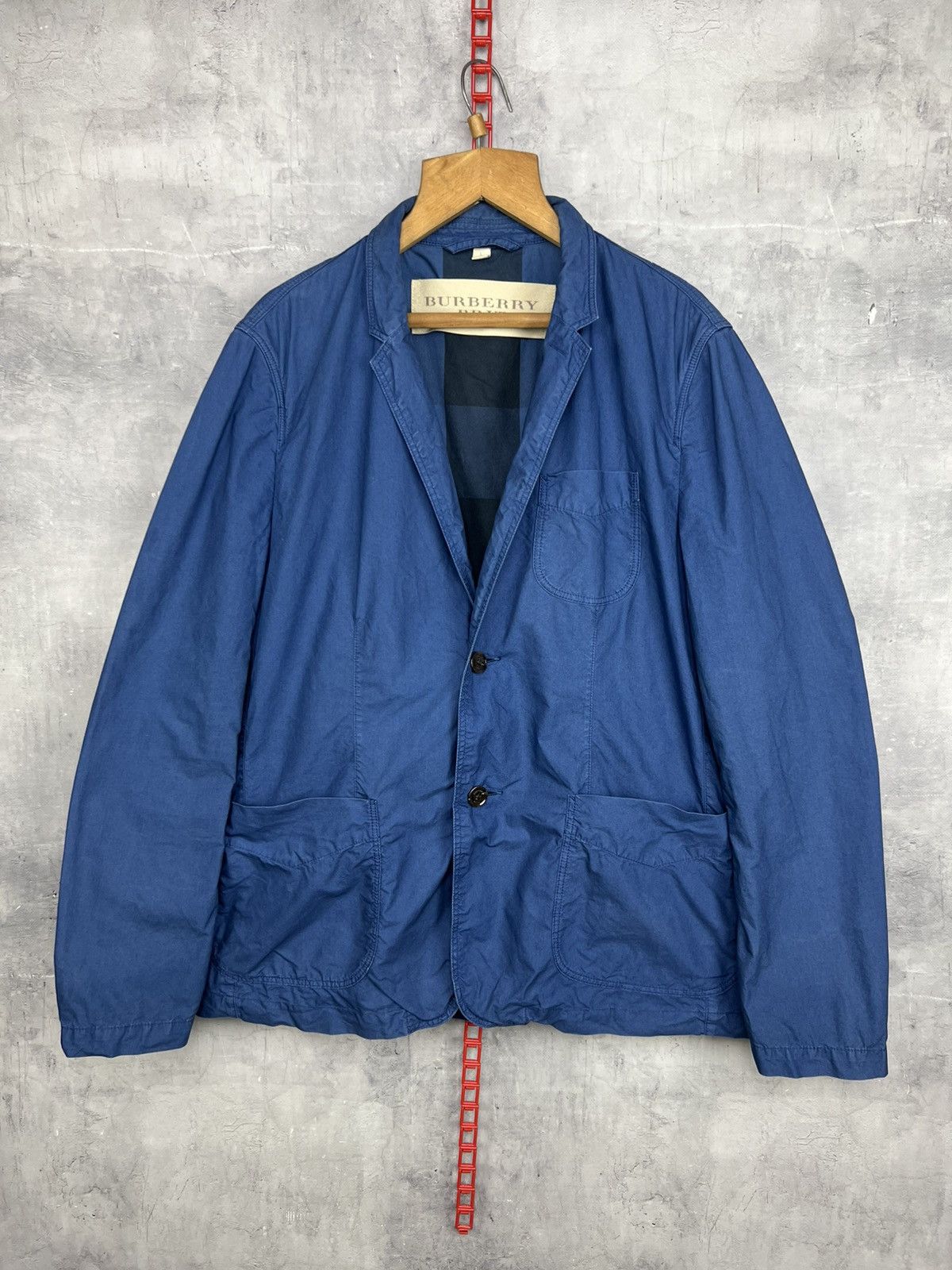 Burberry Men's Burberry Coat Blazer Blue L Cotton Men Brit Jacket Size US L / EU 52-54 / 3 - 1 Thumbnail