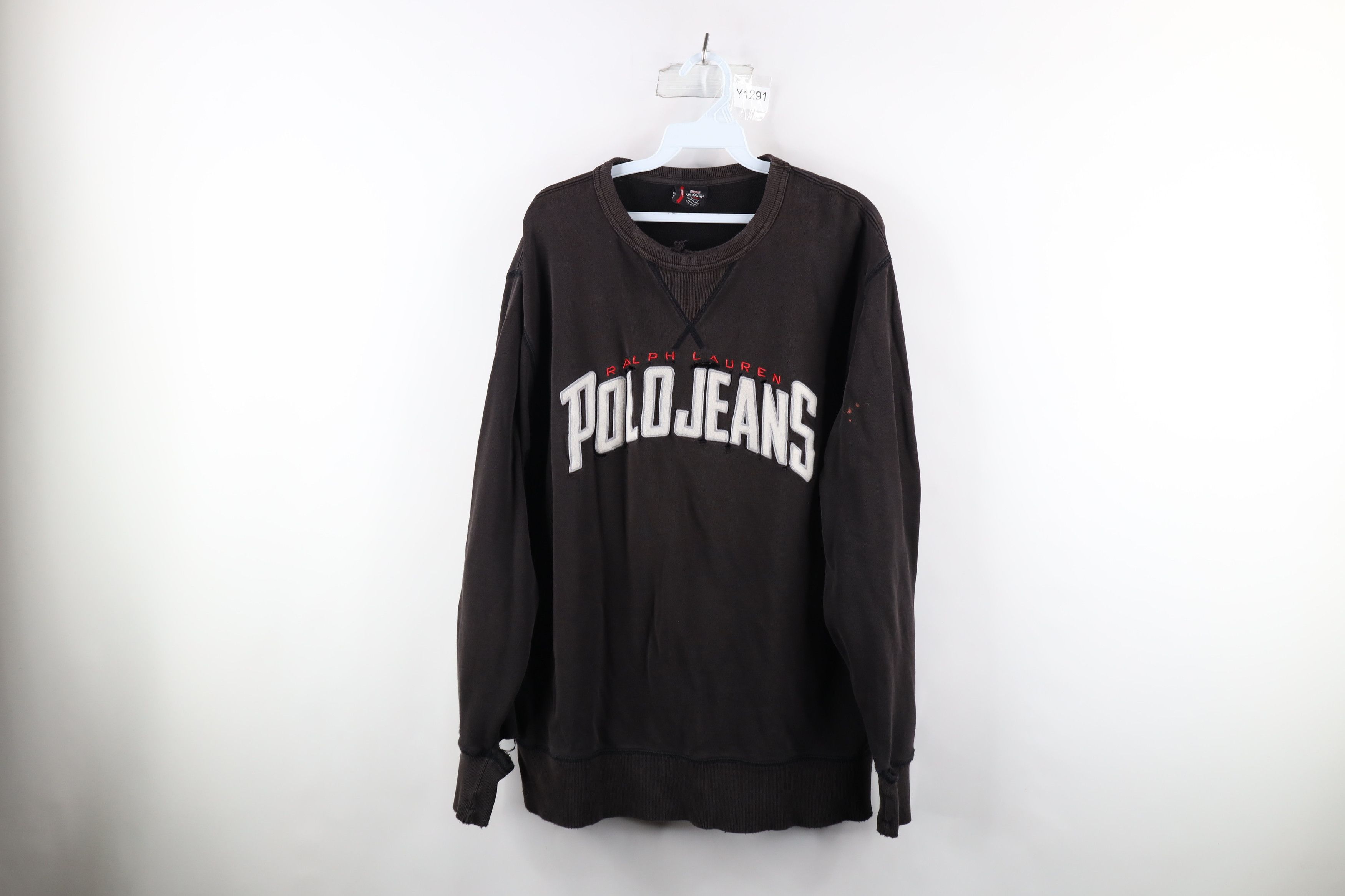 Polo Ralph Lauren Vintage 90s Ralph Lauren Spell Out Crewneck Sweatshirt Black Size US L / EU 52-54 / 3 - 1 Thumbnail