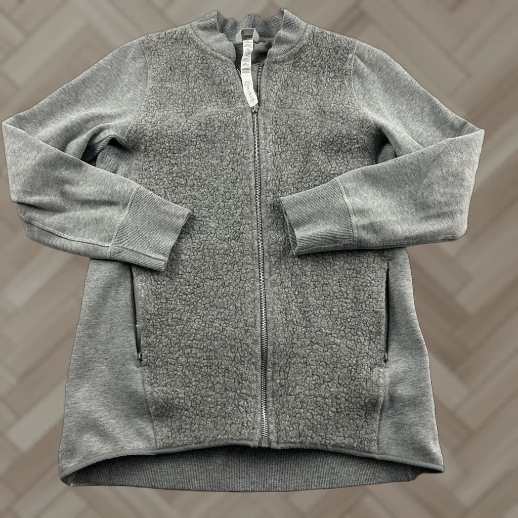 Lululemon Stand Out Sherpa Wool Blend Full Zip Jacket Women 8 Gray Shirt/Outerwear