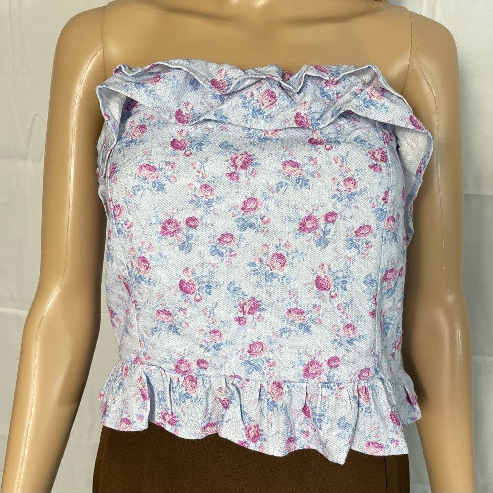 Other New Altar'd State Strapless Floral Linen Blend Top Size XXL Size XXL / US 16-18 / IT 52-54 - 2 Thumbnail