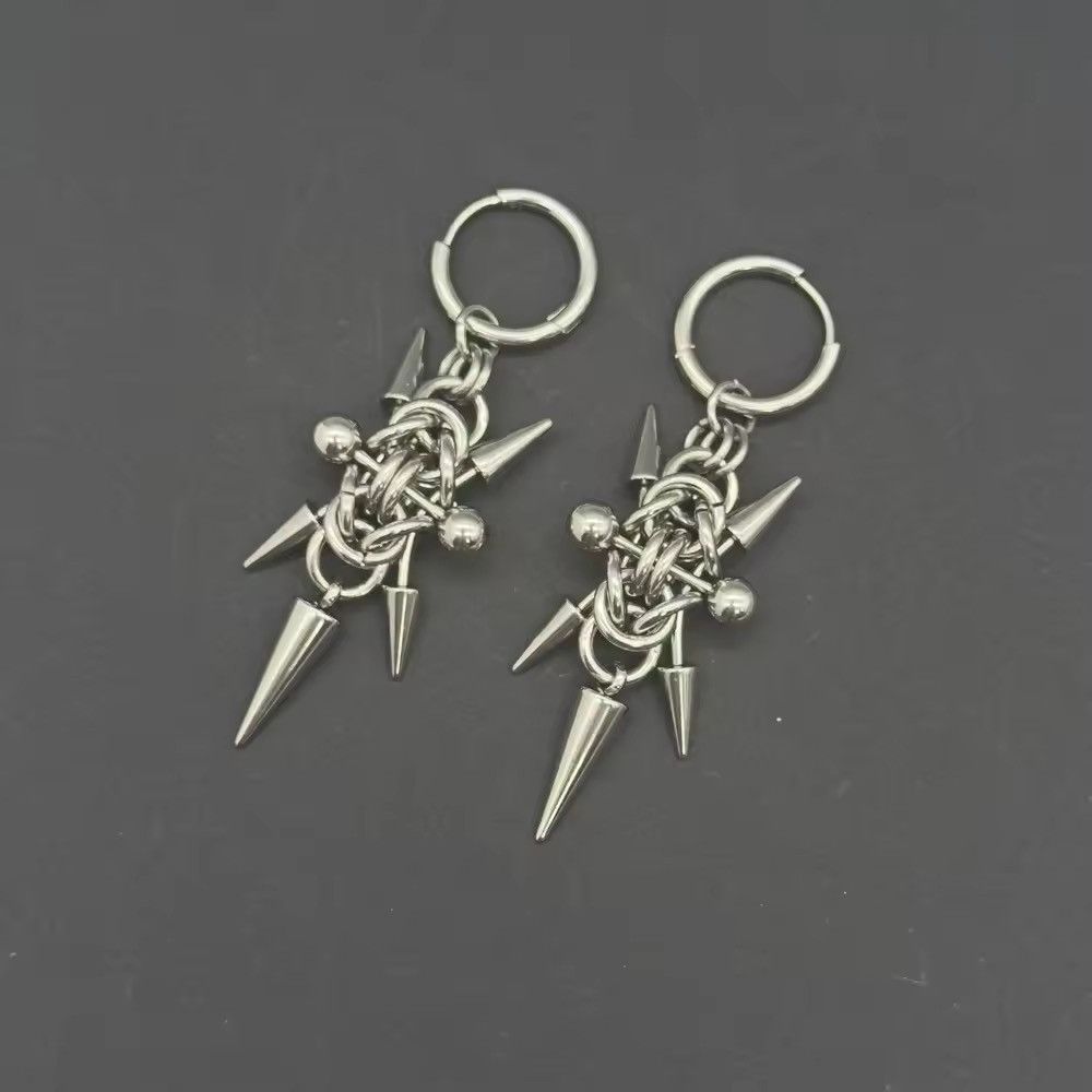 Jewelry Gothic Hoops Spike Piercing Long Dangle Earring Size ONE SIZE - 3 Thumbnail