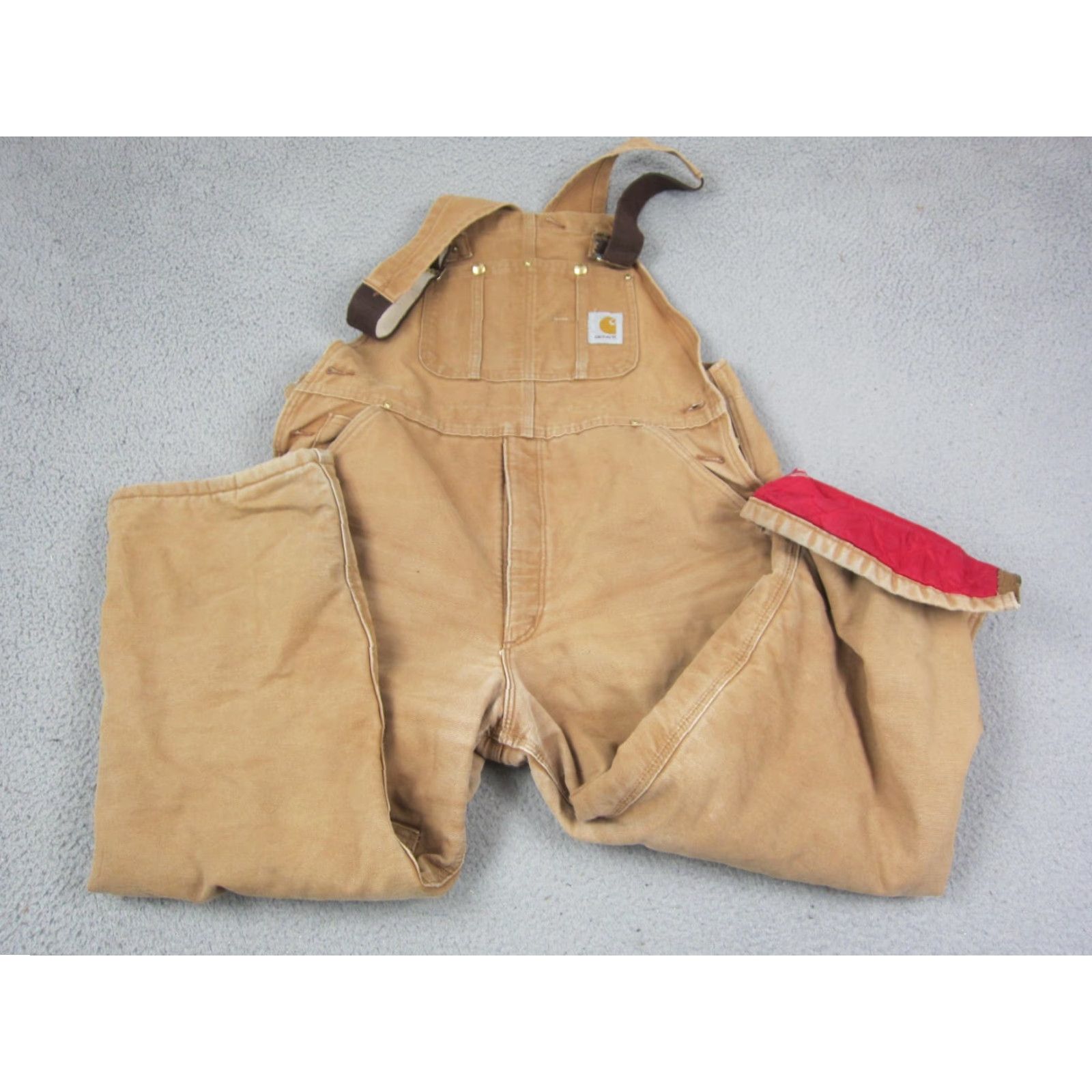 Carhartt VINTAGE Carhartt Bib Overalls Mens 38 x 24 Brown Lined Double Knee Duck Canvas Workwear Size US 38 / EU 54 - 4 Thumbnail