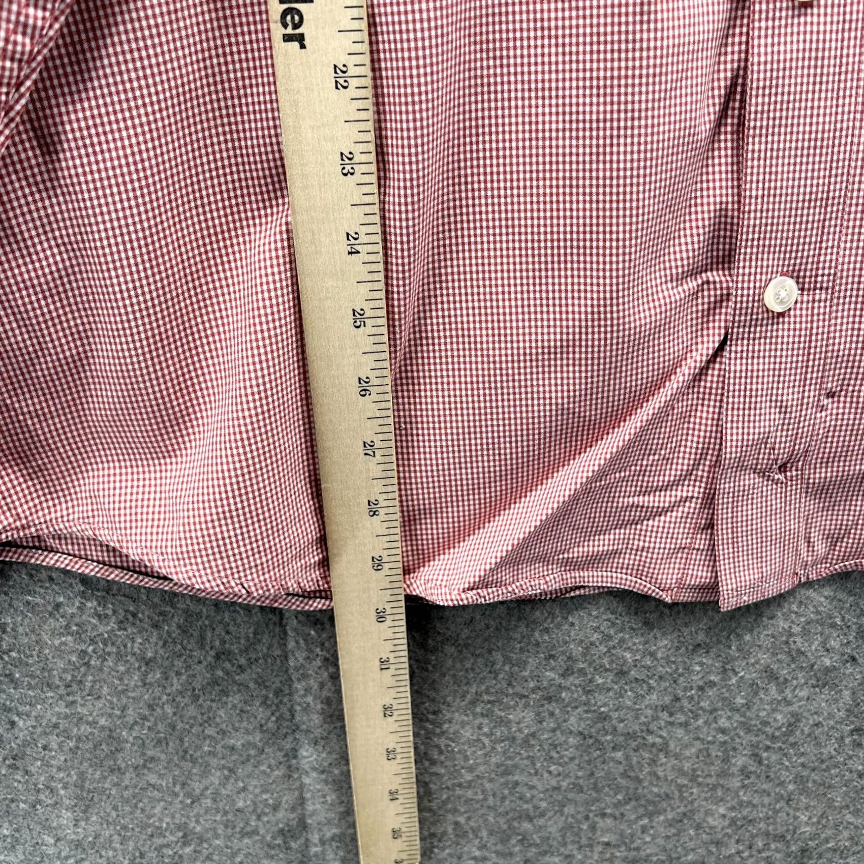 Orvis Orvis Shirt Mens Large Red White Button Down Preppy Dress Gingham Cotton Vintage Size 42R - 6 Thumbnail