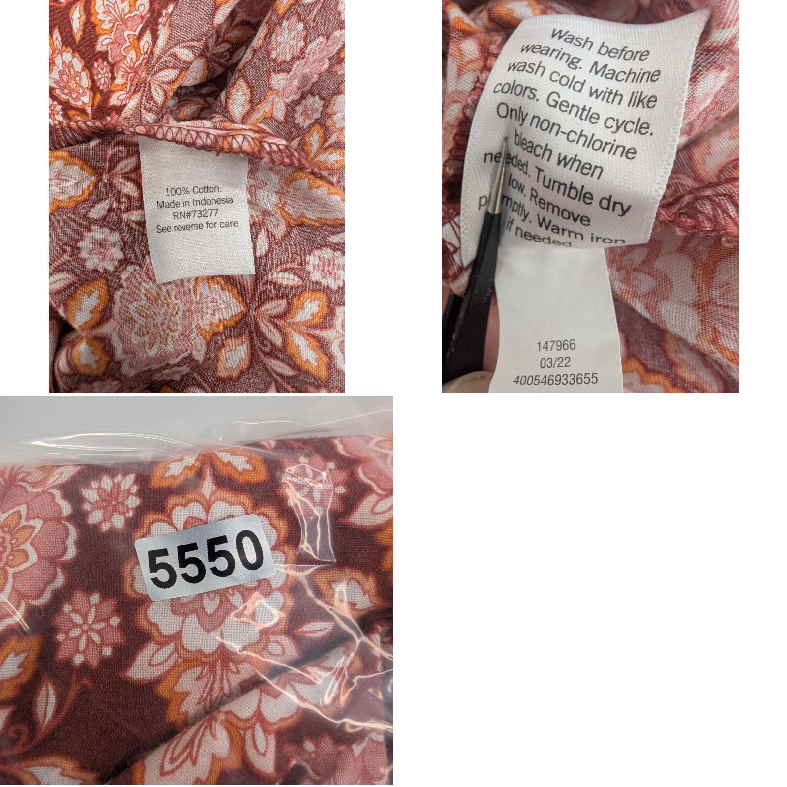 Croft & Barrow Croft & Barrow Blouse Shirt 2X Orange Floral V-Neck 3/4 Sleeve Top Women Plus Size Size XXL / US 16-18 / IT 52-54 - 8 Thumbnail