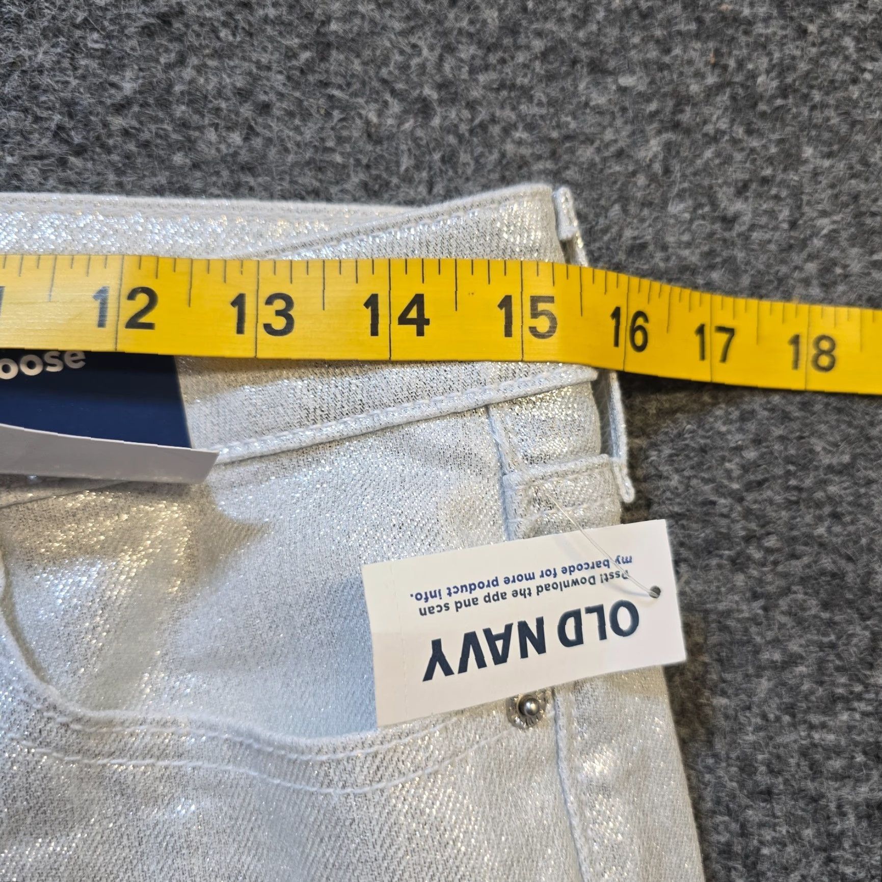 Old Navy Old Navy Jeans Womens Size 6 Silver White OG Loose Baggy Shimmer Glitter Casual Jeans Ankle 5-Pocket Womens Regular Size 6 Spring Summer Fall Winter Size 28" / US 6 / IT 42 - 6 Thumbnail