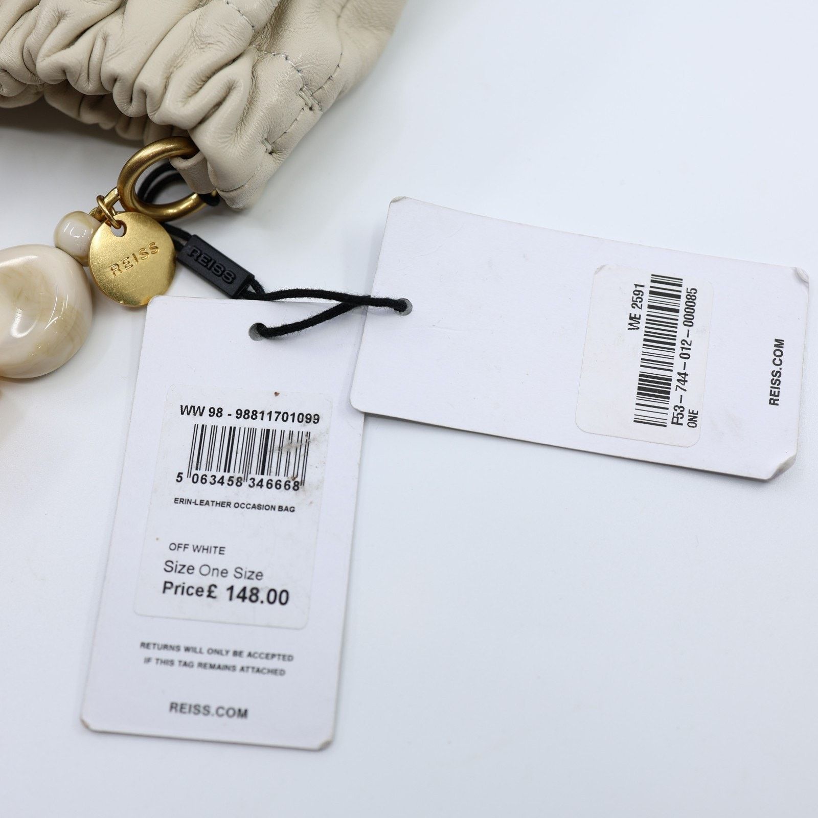 Reiss New REISS Erin Leather Bead-Handle Pouch Bag $250 Sold Out Size ONE SIZE - 5 Thumbnail