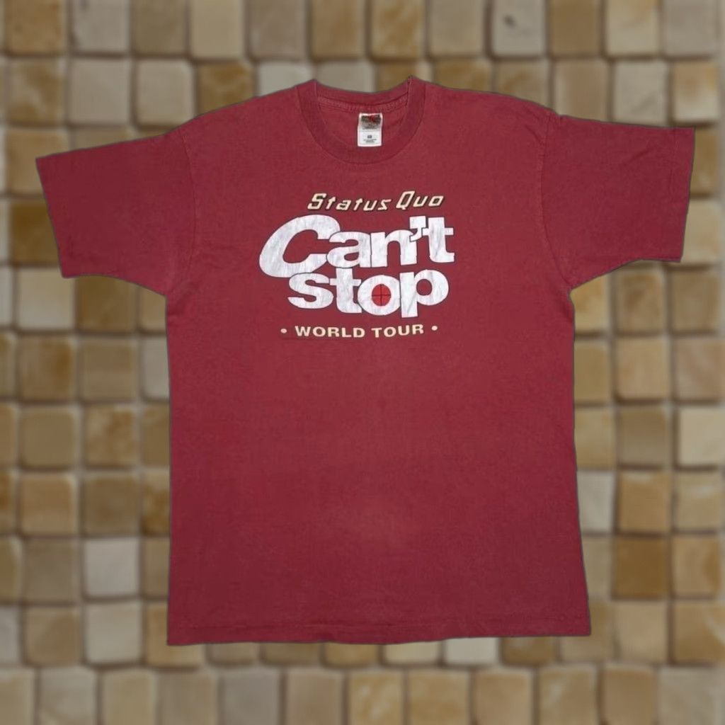Fruit Of The Loom VINTAGE Status Quo (1996) Can’t Stop World Tour T-Shirt XL Red Graphic Print Men’s Short Sleeve Cotton Pop Rock Band Single Stitch Shirt Size US XL / EU 56 / 4 - 1 Thumbnail