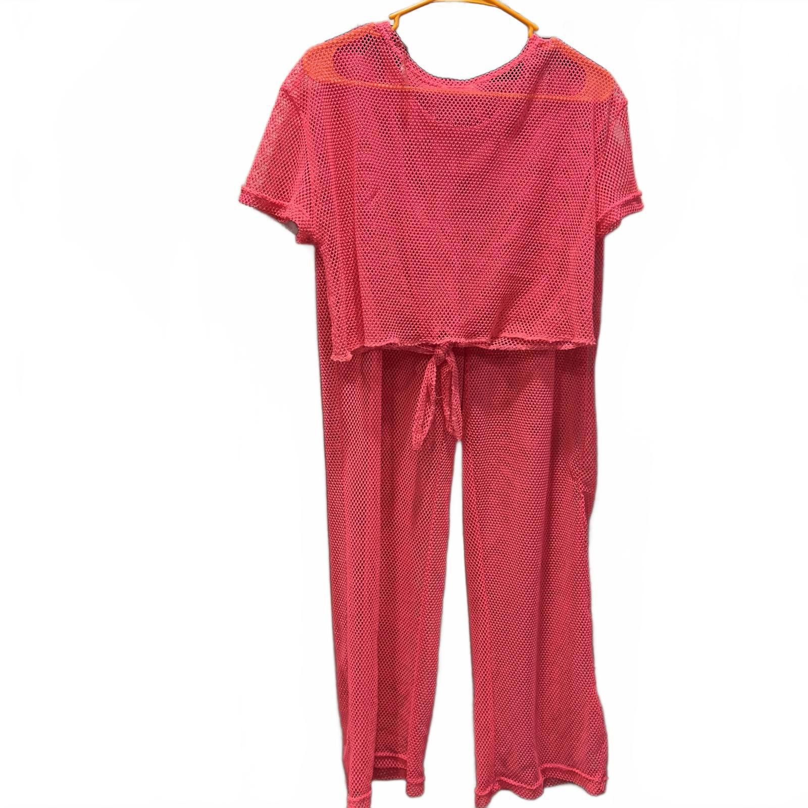 The Unbranded Brand Neon Pink Mesh Bathing Suit Cover Up Size ONE SIZE - 2 Thumbnail