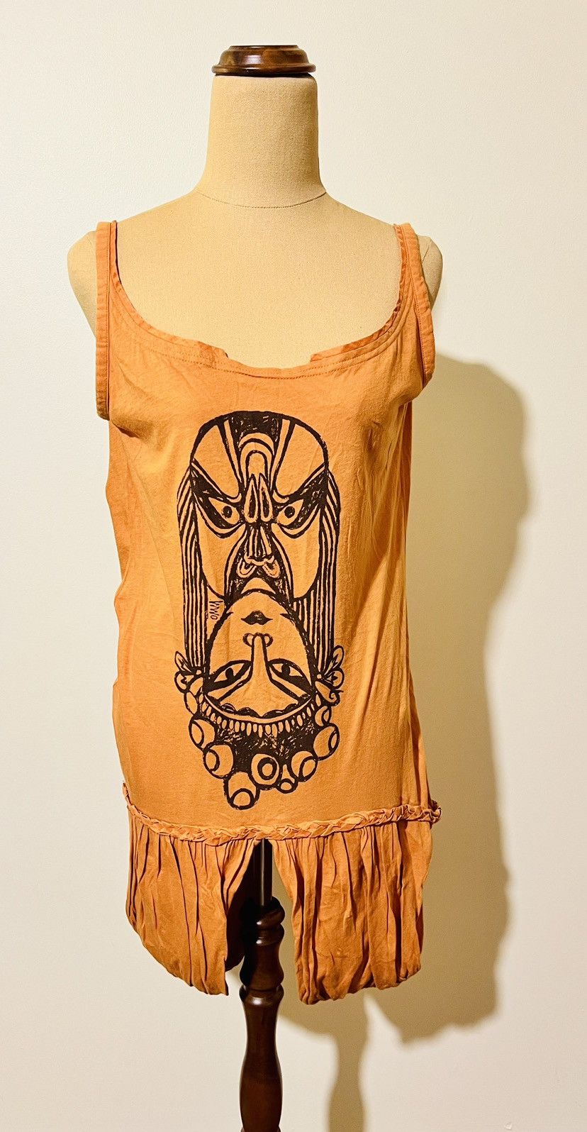 Other Handcrafted Graphic Orange Tunic Dress – Artistic Print Size M / US 6-8 / IT 42-44 - 1 Thumbnail