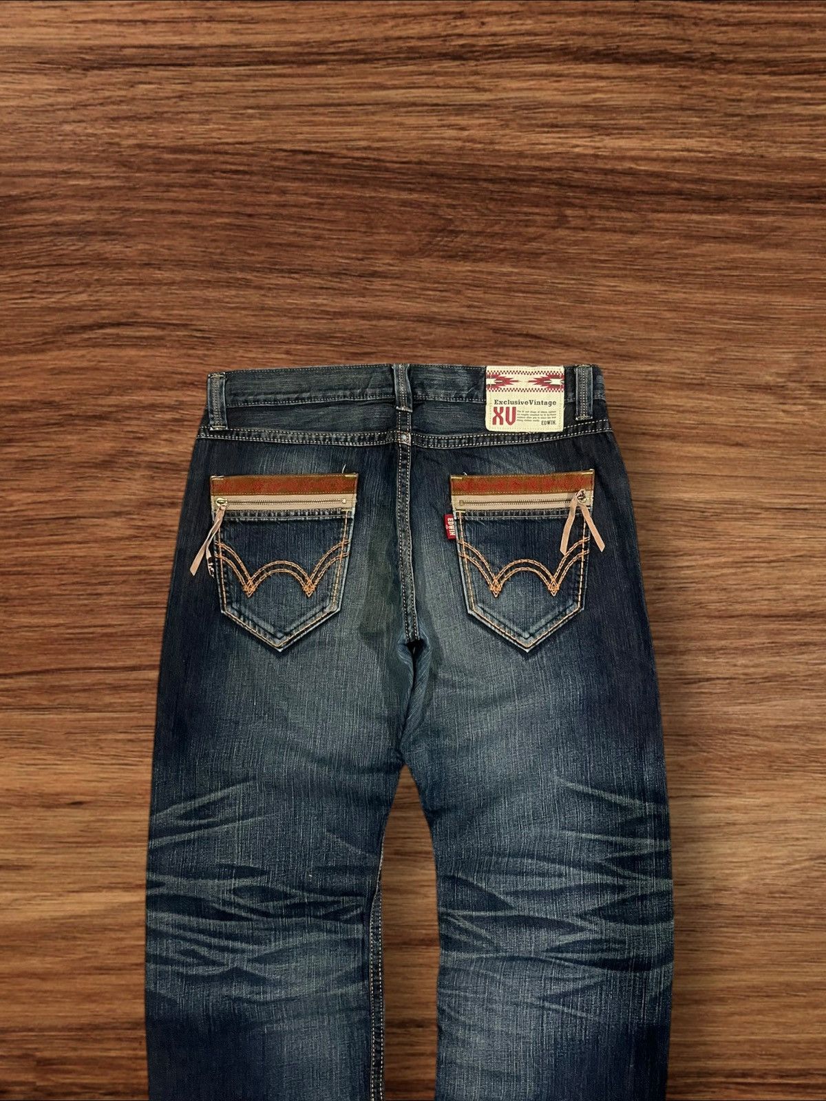 Edwin ⚡️Baggy⚡️Edwin Exclusive Vintage XV Distressed Dark Wash Jeans Size US 36 / EU 52 - 6 Thumbnail
