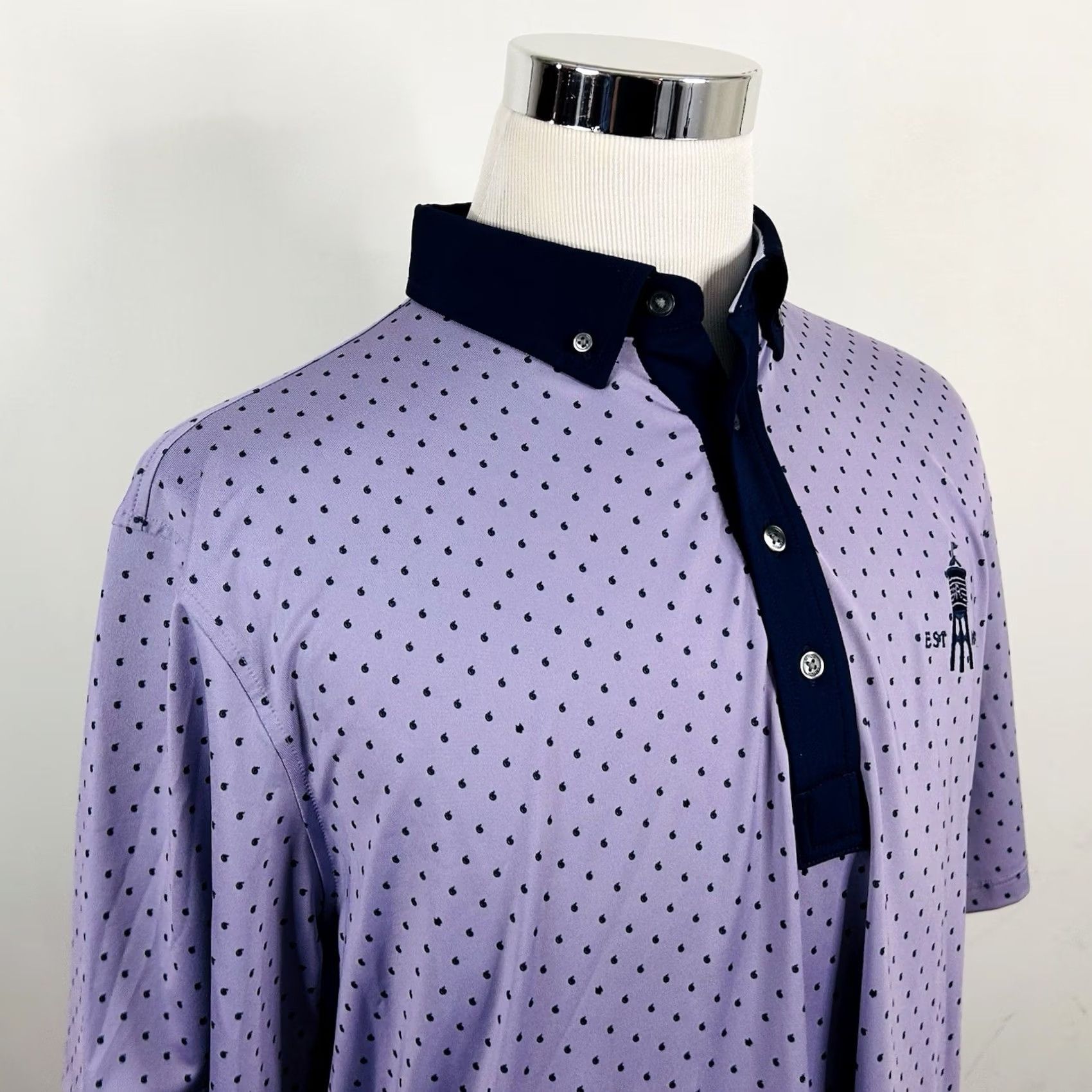 Vintage Greyson Golf Polo Shirt XL Button Down Paisley Allover Print Blue Polyester Mens Size US XL / EU 56 / 4 - 2 Thumbnail