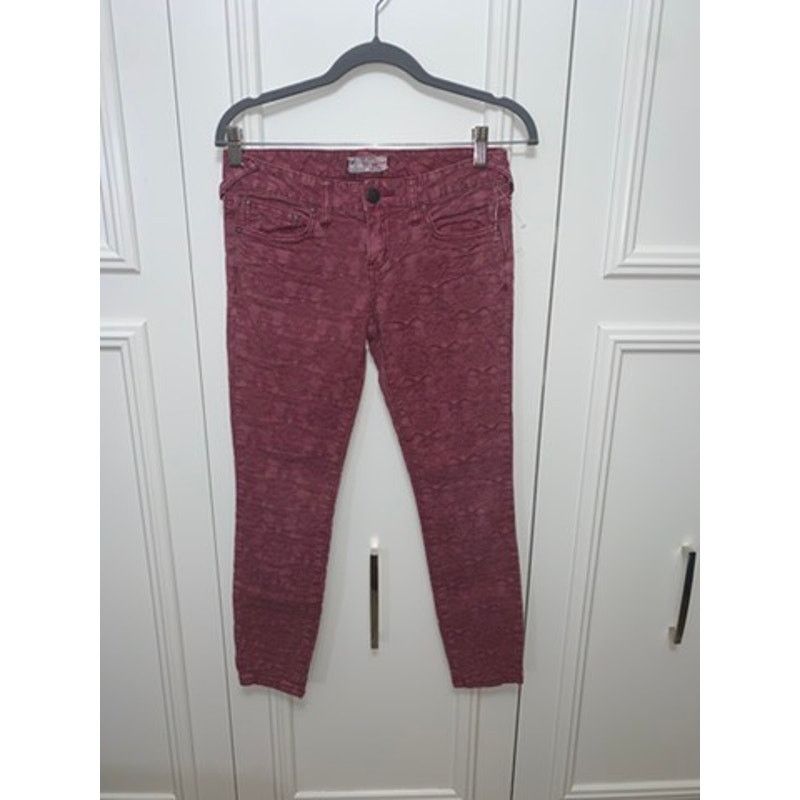 Free People Free People Women's Red Jacquard Textured Skinny Jeans Size 26" / US 2 / IT 38 - 1 Thumbnail