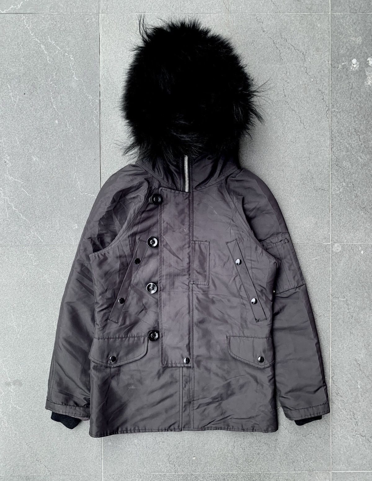 image of Lad Musician Fw 2010 Faux Fur Flight Jacket in Black, Men's (Size Small)