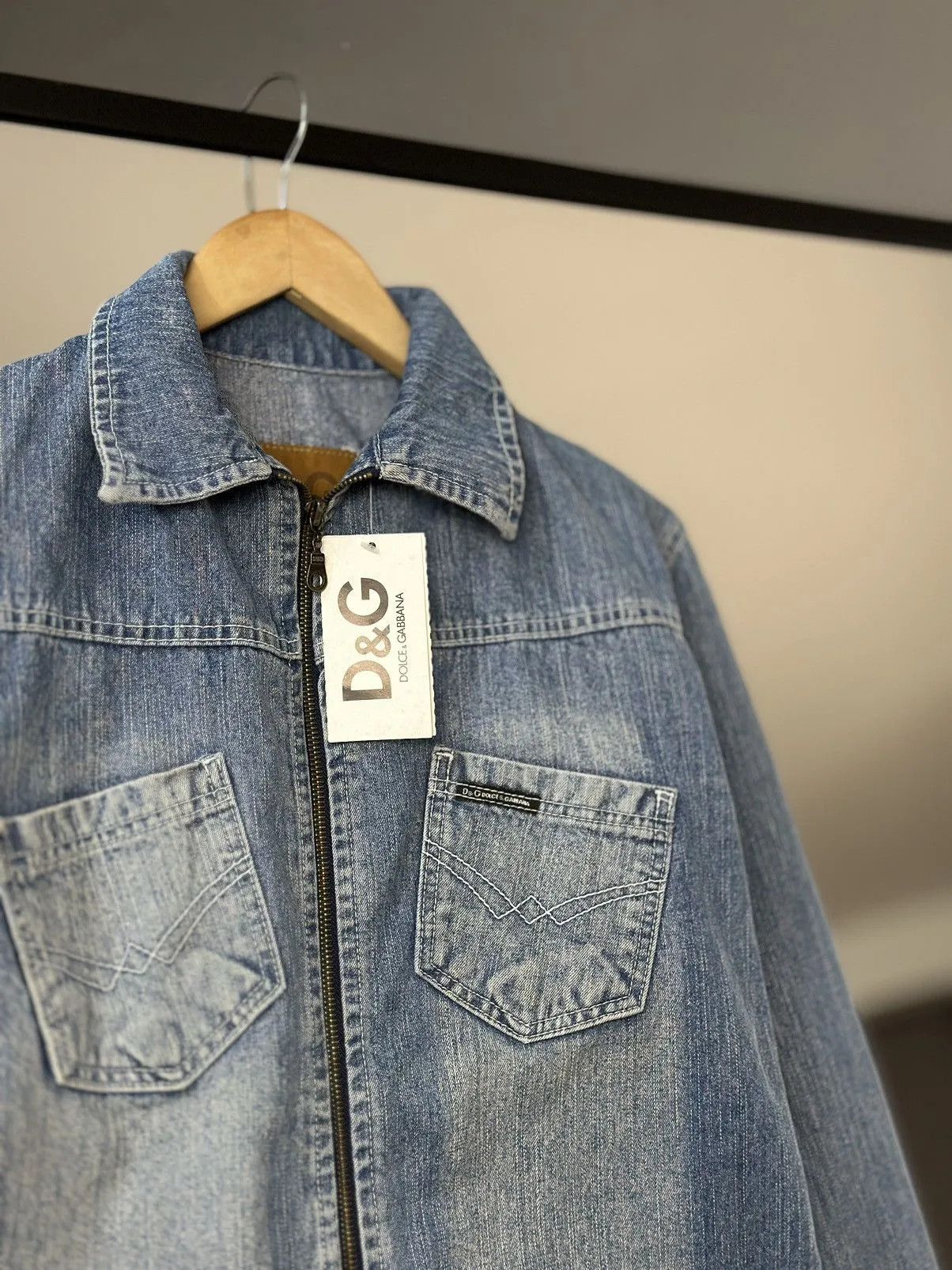 Vintage Vintage Dolce Gabbana Denim Jacket Leather Diesel style Punk Size US S / EU 44-46 / 1 - 7 Thumbnail