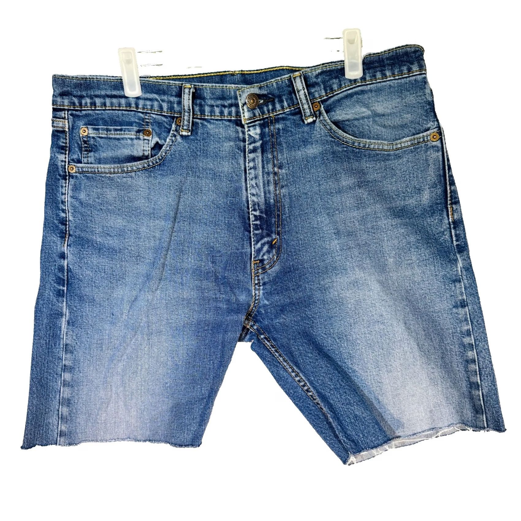 CO Levi Strauss & Co Denim Jean Shorts Mens 36 Blue Bermuda Casual Classic 5-Pocket Zip Fly Linen? (Oops) Size US 36 / EU 52 - 5 Thumbnail
