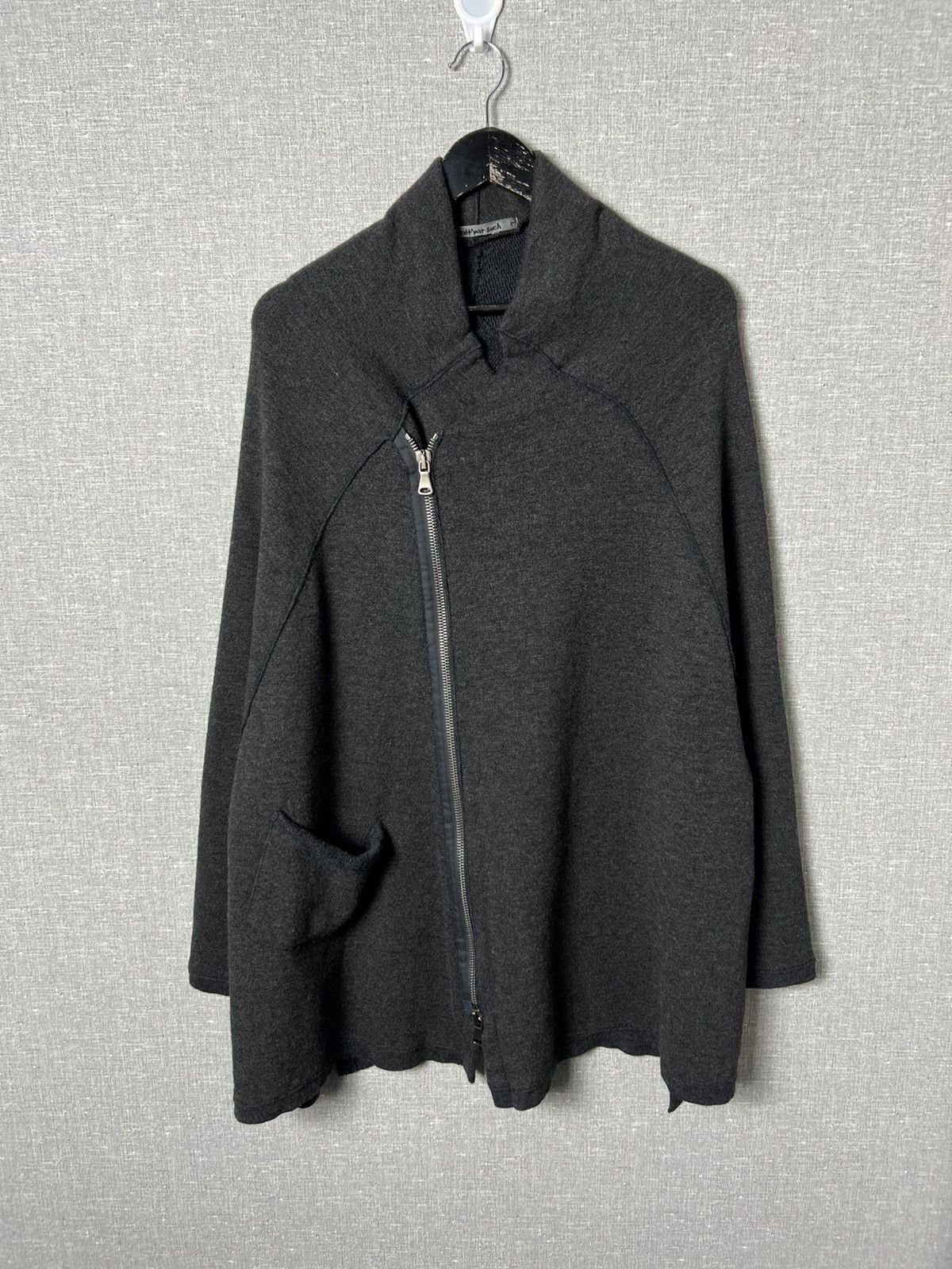 image of Avant Garde x Transit Par Such Asymmetric Zip Cardigan Coat Jacket in Grey, Women's (Size Medium)