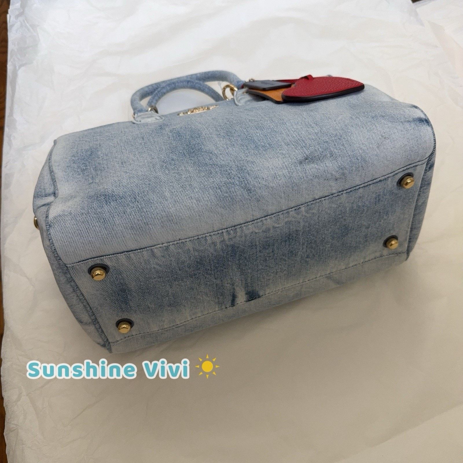 Coach NWT Coach LARGE Rowan Satchel Bag Loved Denim Charms CDY75 Size ONE SIZE - 6 Thumbnail