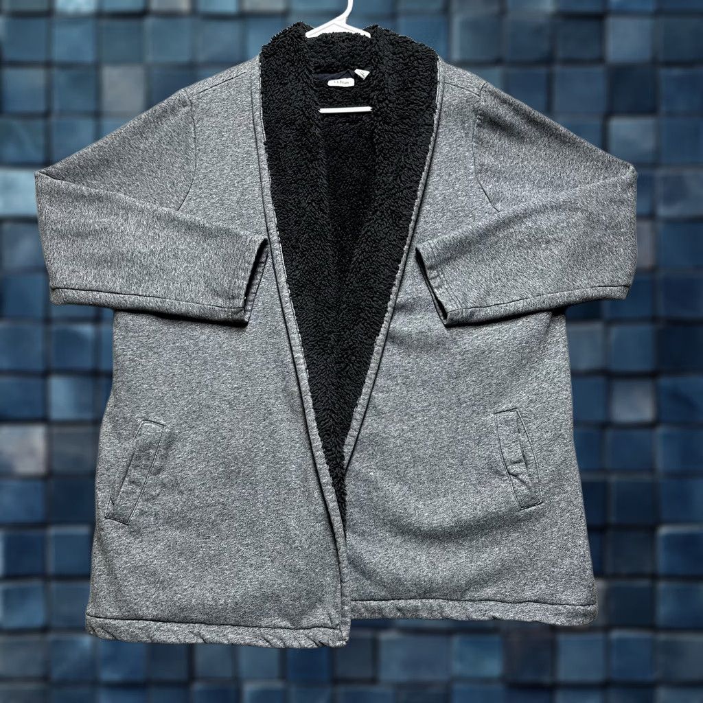 Vintage LL Bean Cardigan Sweater Womens 1X Gray Sherpa Lined Cozy Open Pockets GUC Size XL / US 12-14 / IT 48-50 - 1 Thumbnail