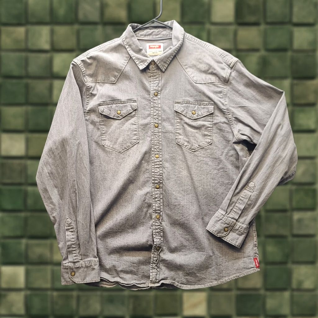 Wrangler Wrangler Shirt Mens XL Chamois Pearl Snap Long Sleeve Workwear Size US XL / EU 56 / 4 - 1 Thumbnail