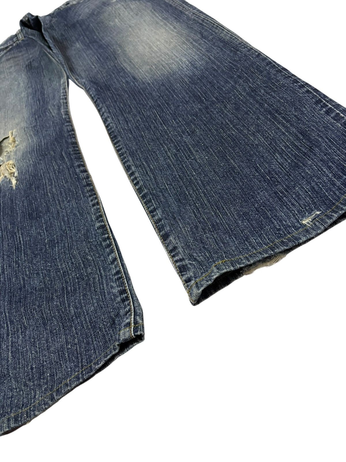 Edwin Vtg 90s Edwin Japan 504R Distressed Jeans Size US 35 - 3 Thumbnail