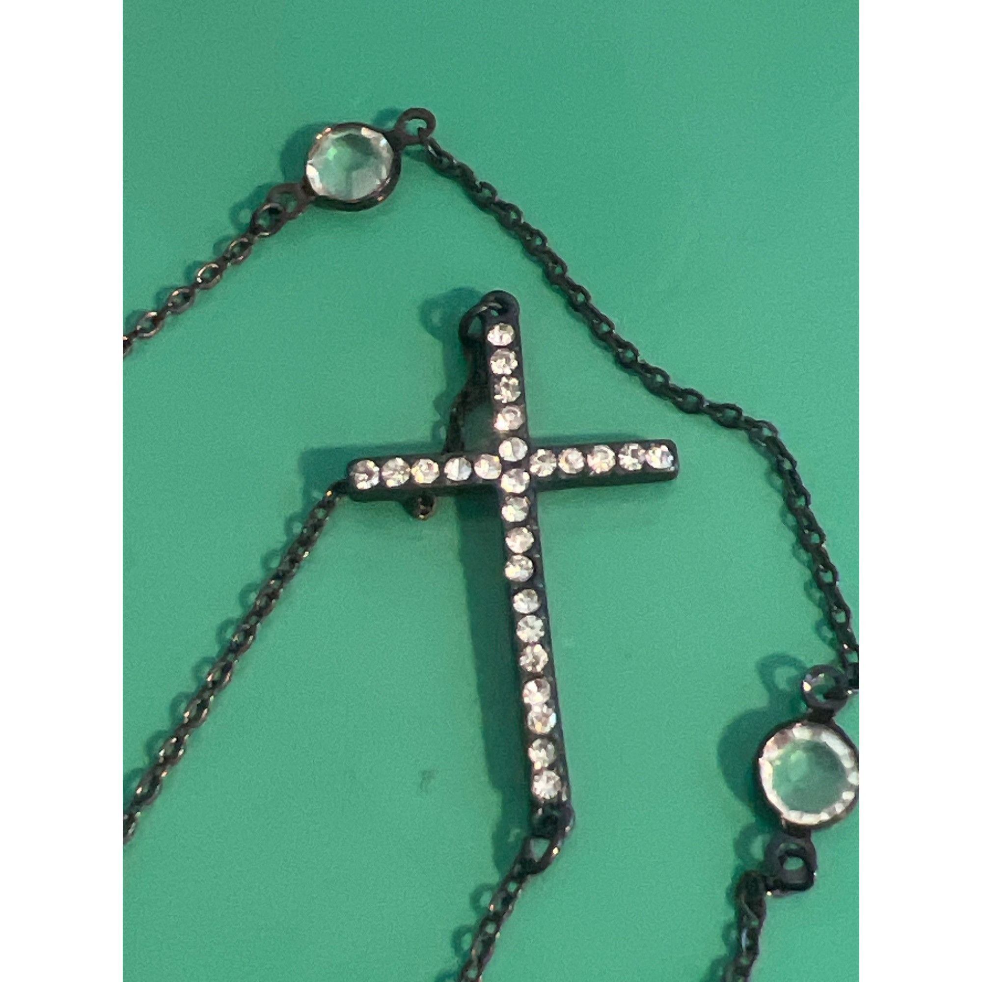 Other Dark Copper Tone Clear Crystal Stations Cross Rhinestones Ca Size ONE SIZE - 3 Thumbnail