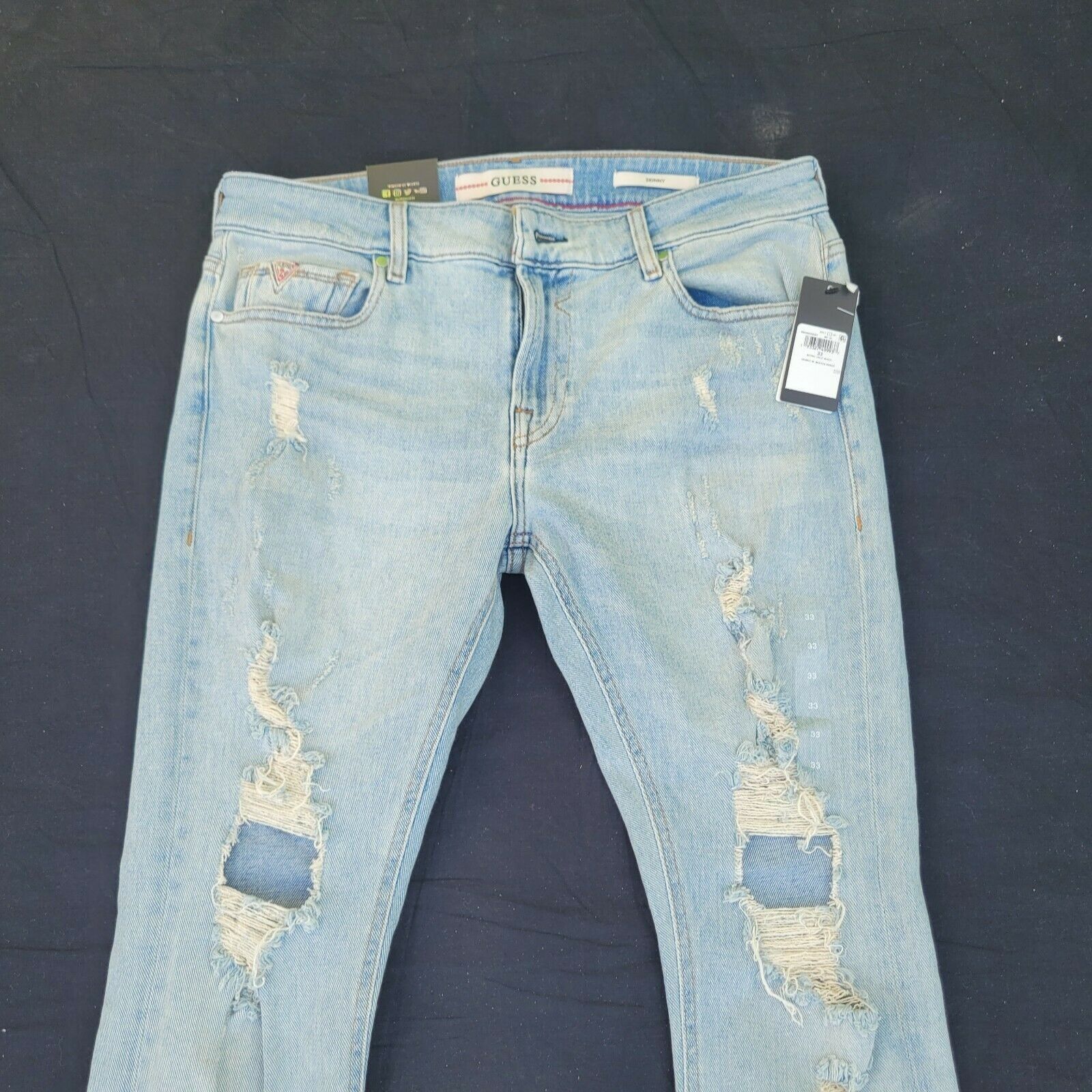 Guess Men's Guess Distressed Skinny Jeans. 33x32. Blue. Size US 33 - 2 Thumbnail