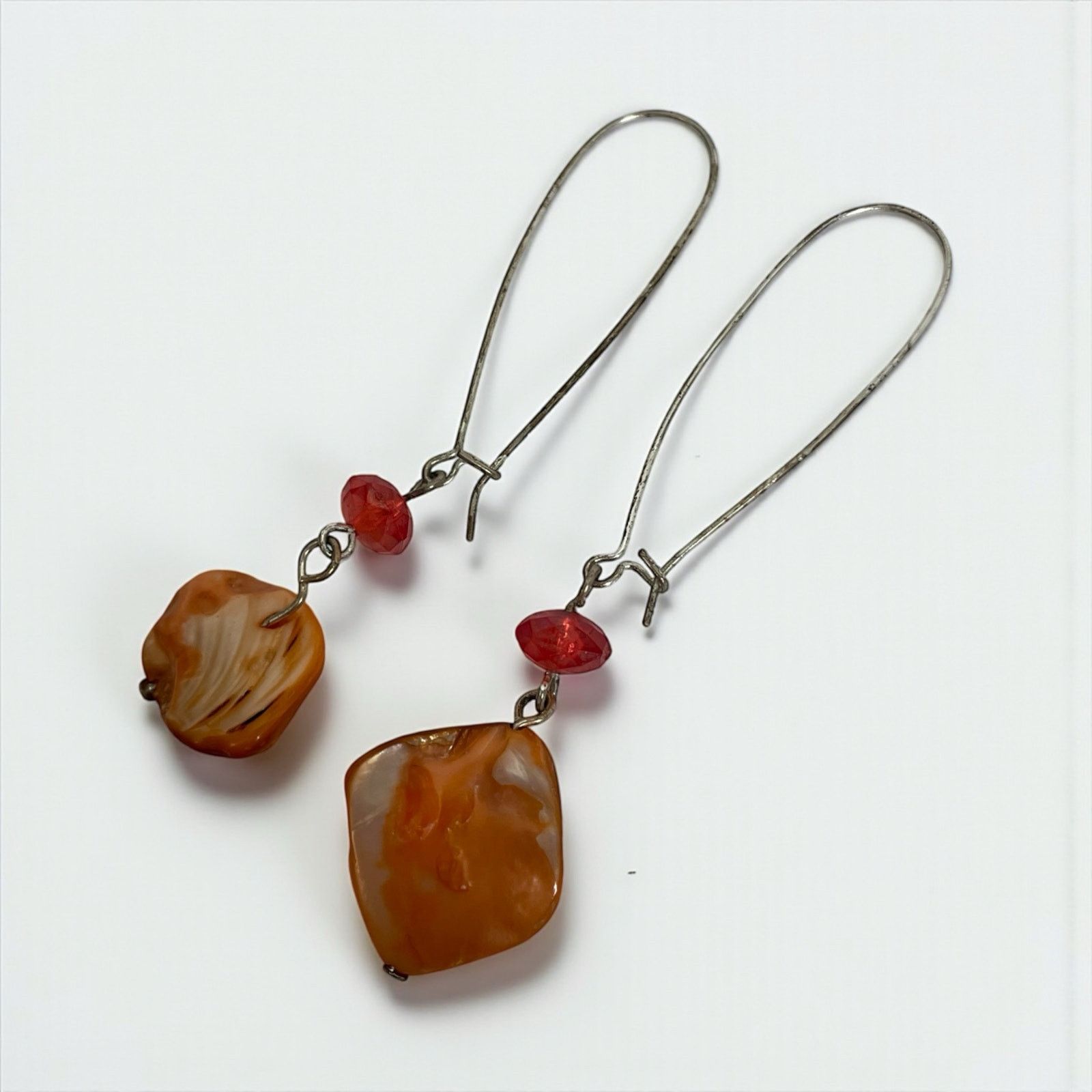 Other Vintage Orange Stone Pendant Red Beaded Earrings Size ONE SIZE - 1 Thumbnail