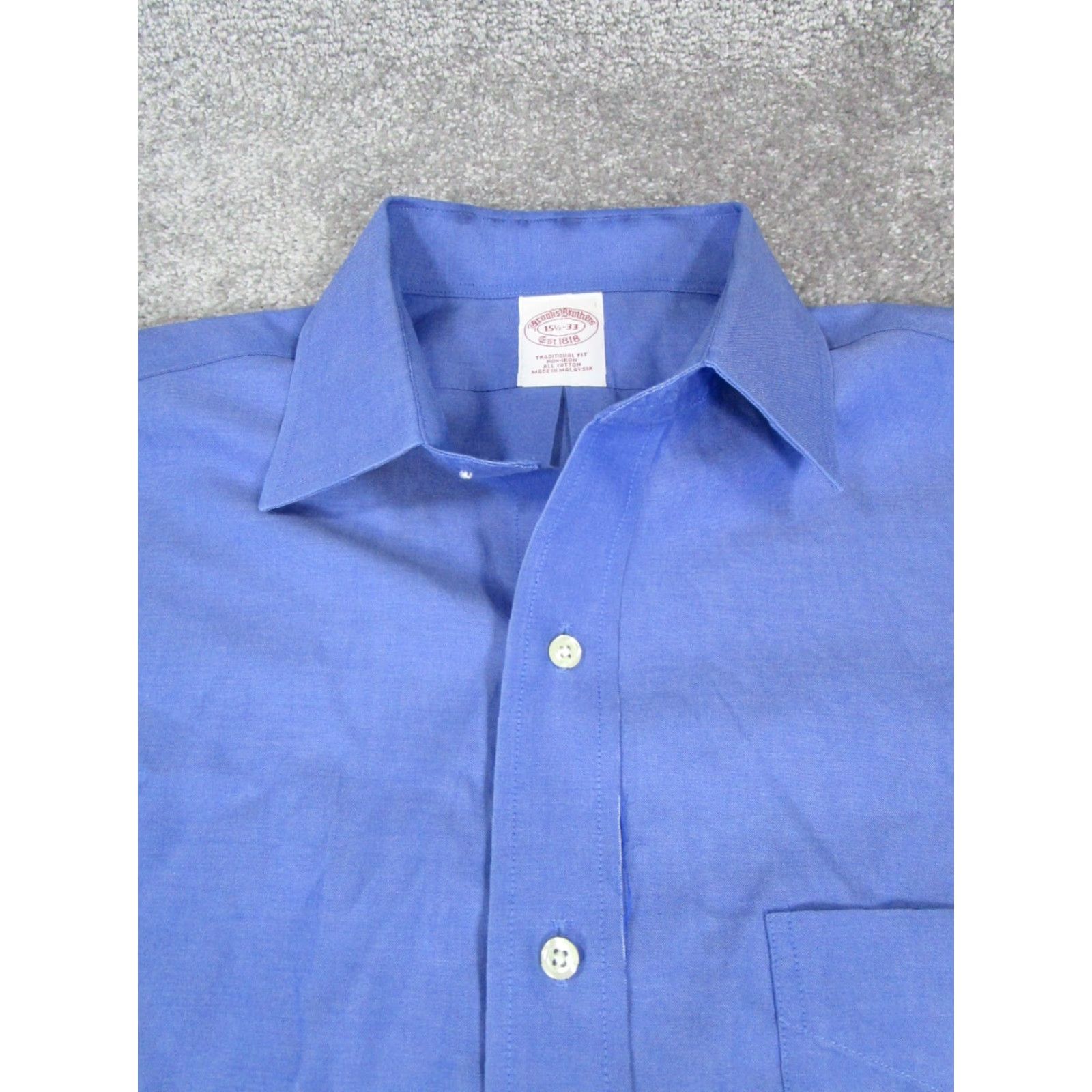 Brooks Brothers Brooks Brothers Dress Shirt Mens 15.5 Blue Cotton Button Up Shirt Size 40R - 2 Thumbnail