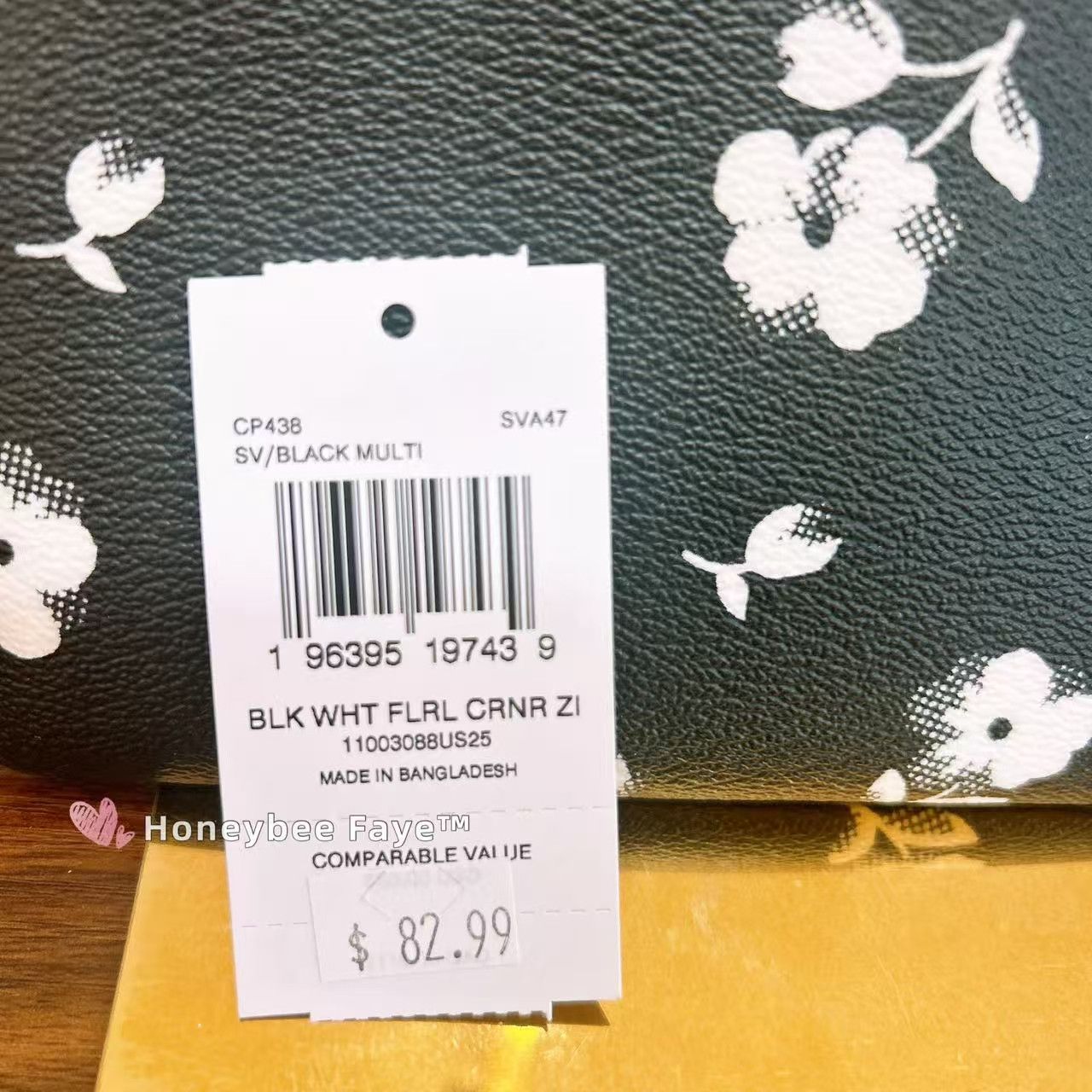 Coach Black/White Floral Print Corner-Zip Wallet CP438 Size ONE SIZE - 5 Thumbnail