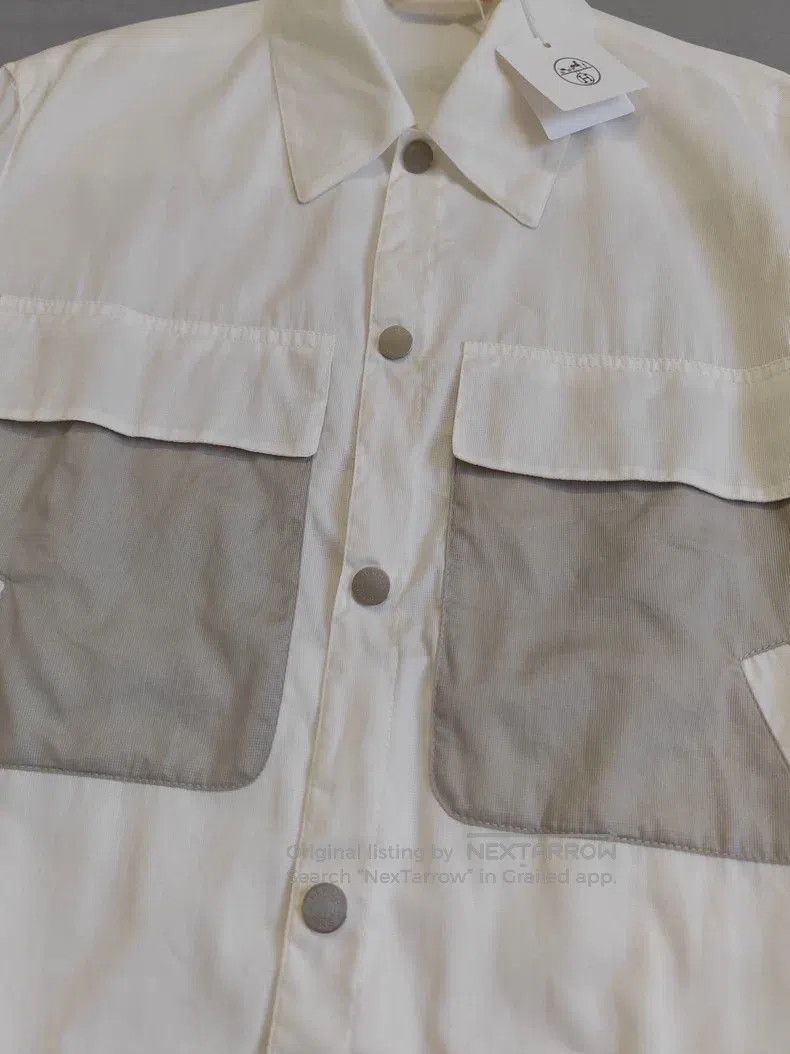Hermes Jacket shirt jacket, grey and white color block, 10