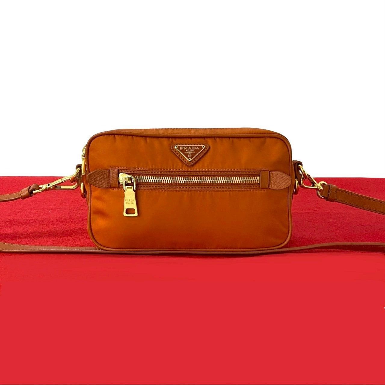 Prada Shoulder Bag Orange Synthetic