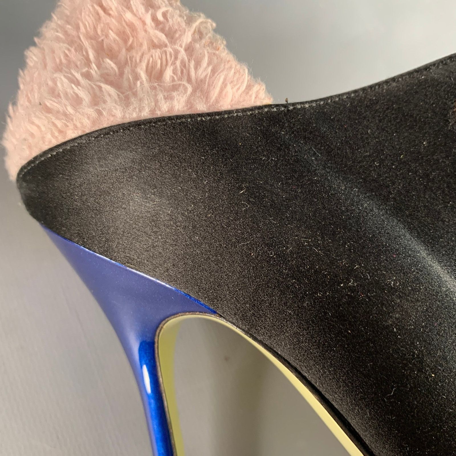 Other Yellow Black Pink Color Block Mixed Fabrics Stiletto Pumps Size US 8.5 / IT 38.5 - 9 Thumbnail