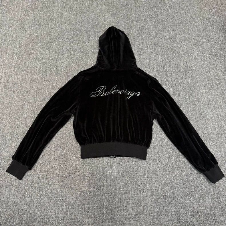 Balenciaga Balenciaga Black velvet zip-up velvet jacket Size L / US 10 / IT 46 - 2 Thumbnail