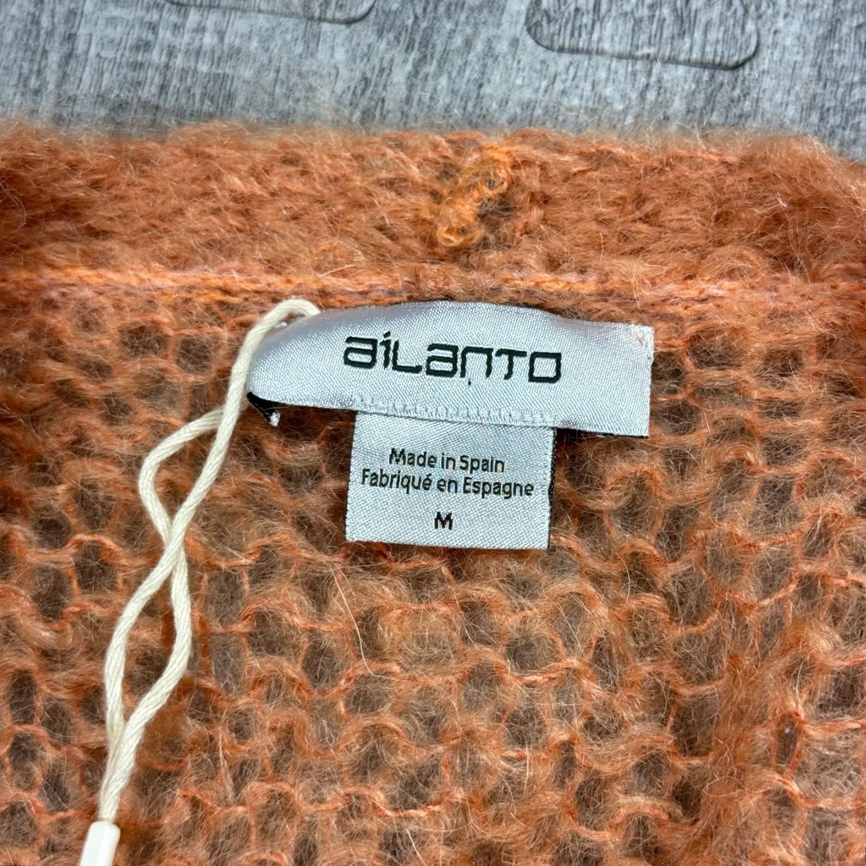 Vintage VINTAGE AILANTO Designer Spain Open Front Fuzzy Mohair Cardigan Women Size M Orange Geometric Knit Fall Winter Spring Size M / US 6-8 / IT 42-44 - 4 Thumbnail